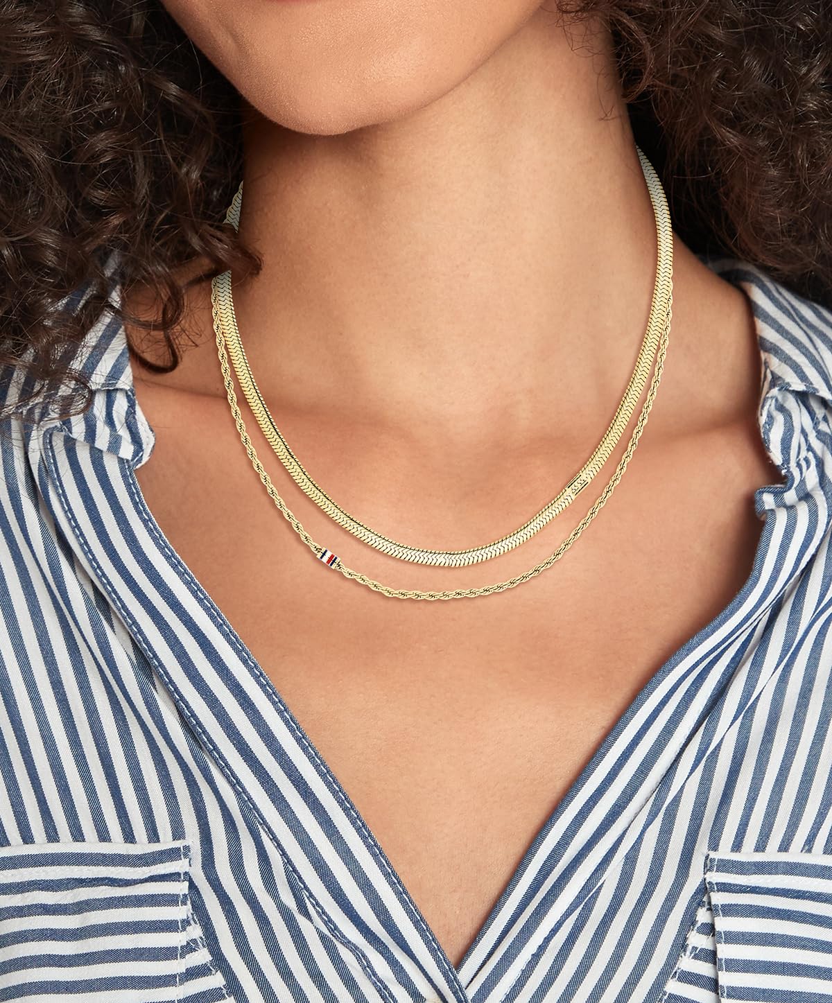 Tommy Hilfiger Jewelry Doppeltes Ketten Halskette für Damen aus Edelstahl – Erhältlich in Silber oder Gold