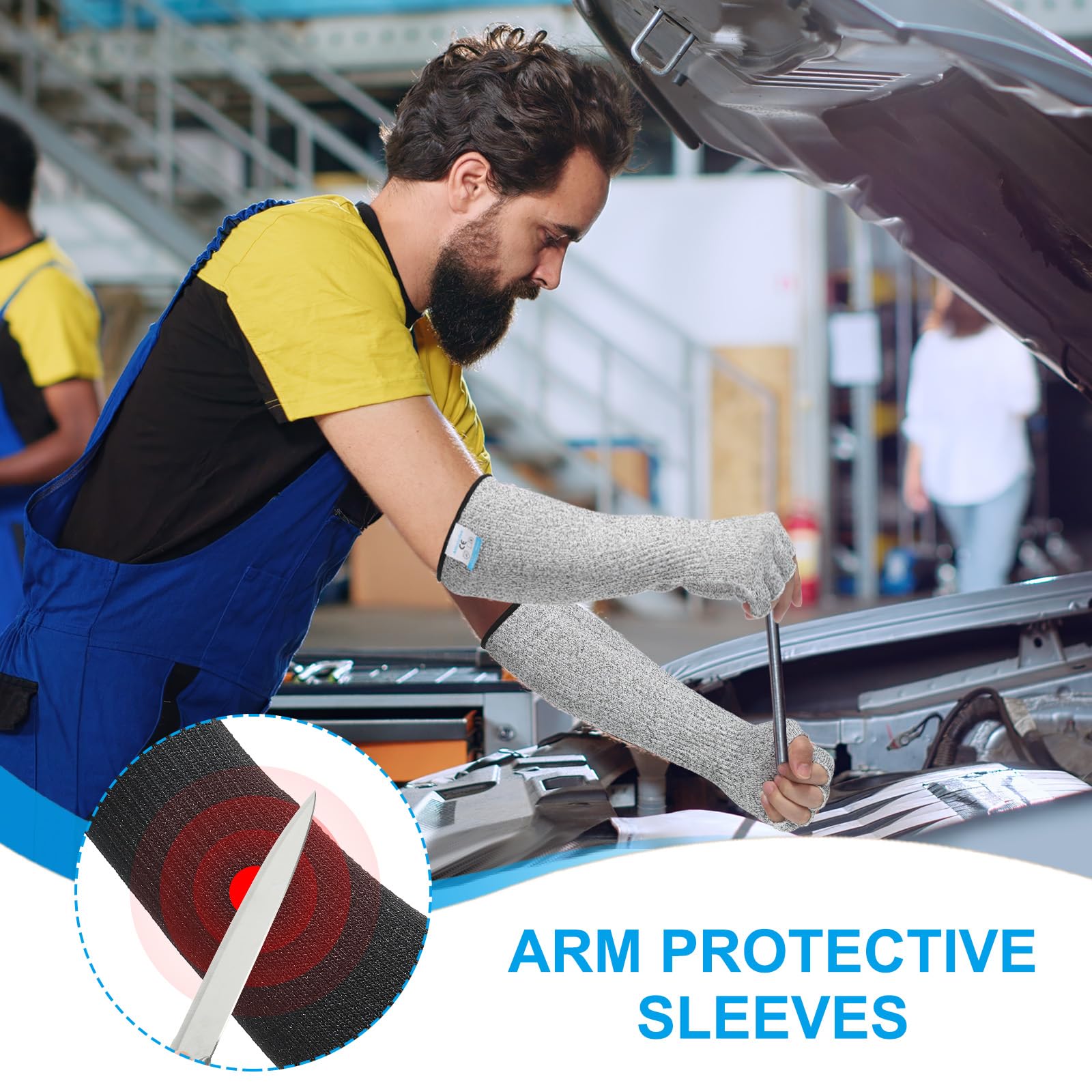 PATIKIL 20 Inch Cut Resistant Sleeves with Finger Grips - Image 4