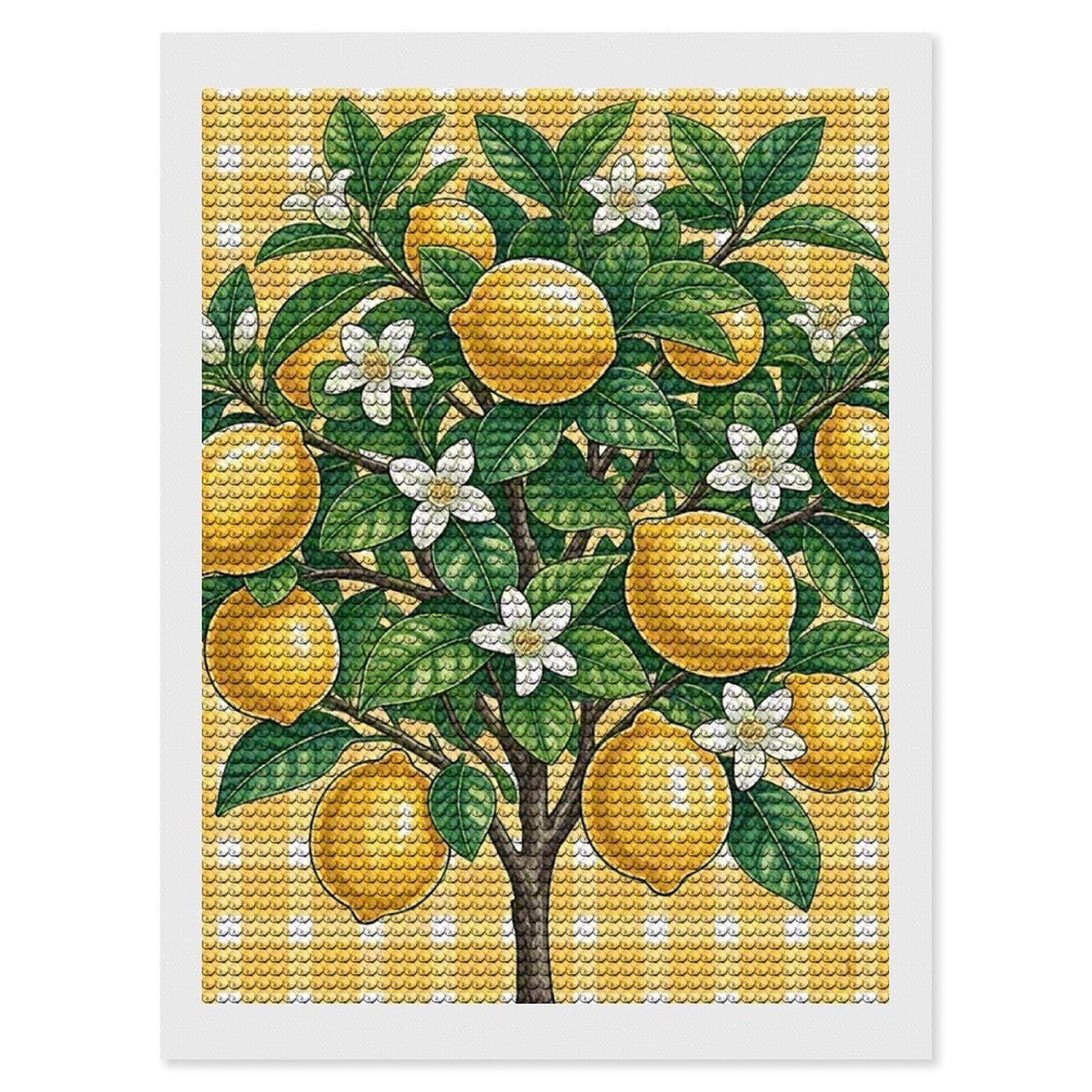 FodPand Lemon Diamond Painting Kits for Adults Beginners 5D Round Drill Diamond Art Kits with DIY Tools Gem Art Crafts for Home Wall Decor Living Room Bedroom Office Decoration 12x16
