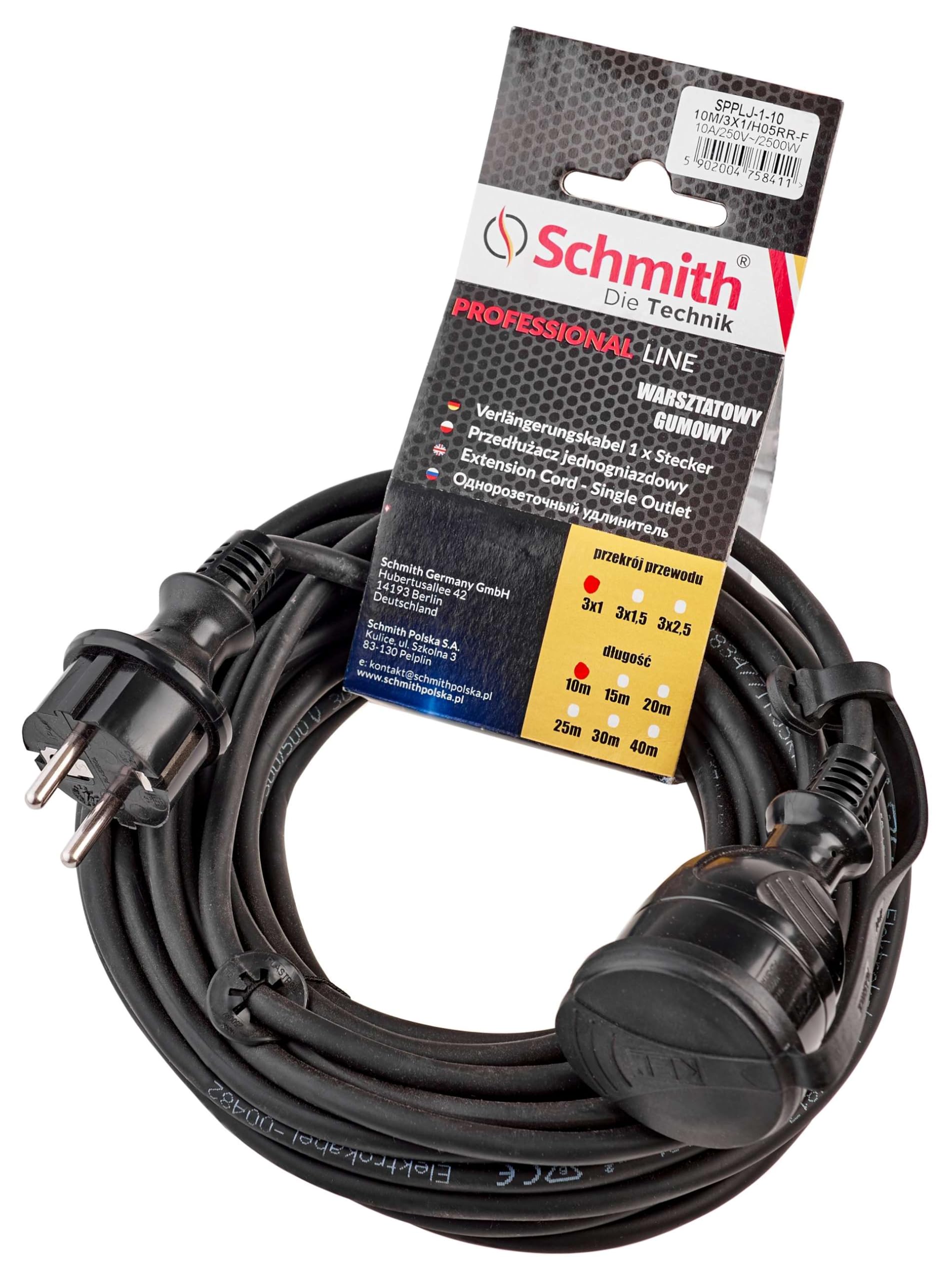 Prolunga elettrica in gomma 20m 3x2,5mm, resistente e sicura per officine, cantieri e giardini, con cavo rinforzato e presa con messa a terra, ideale per uso esterno e interno