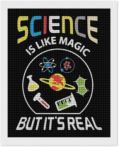 Kits de pintura de diamantes mágicos con diseño de ciencia como magia, taladro cuadrado completo, manualidades artísticas para decoración de pared