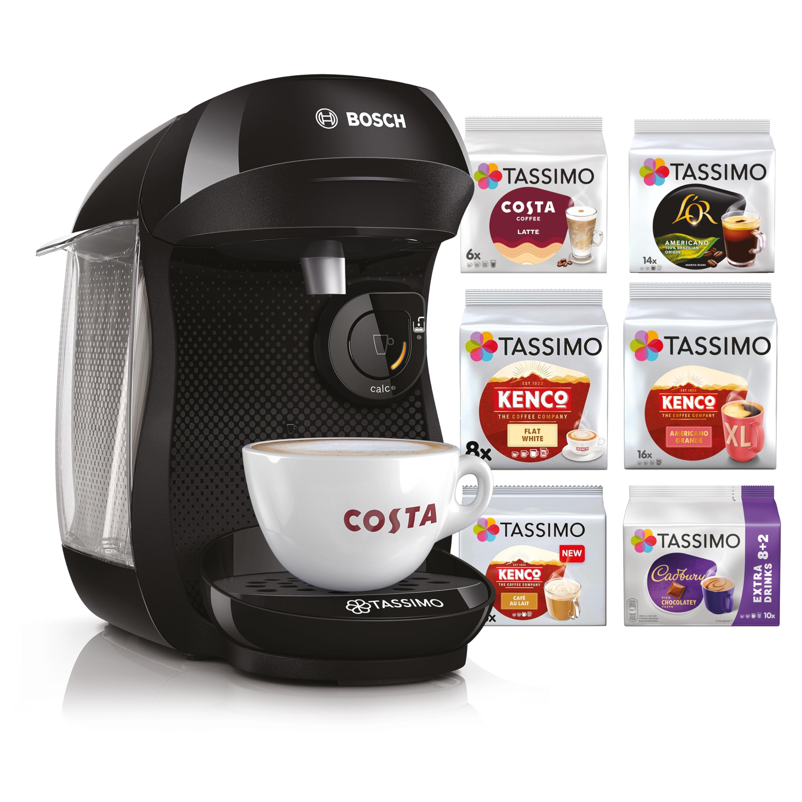 Tassimo By Bosch Happy Friendly Tas102egbc Coffee Machine Starter Kit - Black, Black