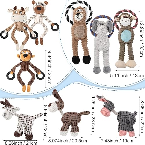 Miniatura 8 de Honoson 9 juguetes de peluche chirriantes para perros, duraderos y lindos juguetes suaves para dentición, juguetes de peluche masticables, felpa