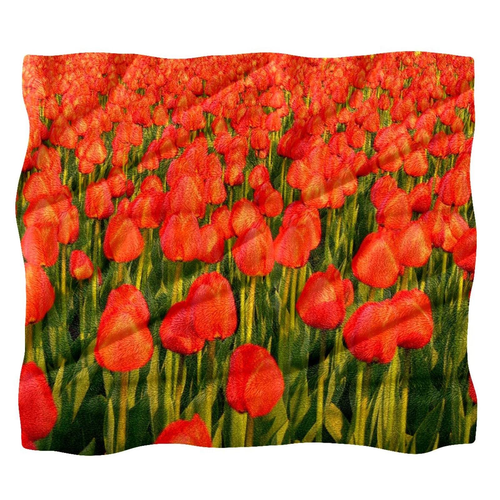 Couvre-lit doux TBOUOBT et couverture de lit moelleuse enfant motif tulipes