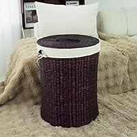 Vista 8 de Cesta de mimbre tejida a mano con tapa, 20 galones (75 L) cesta grande para lavandería con forro extraíble para lavandería y decoración del hogar