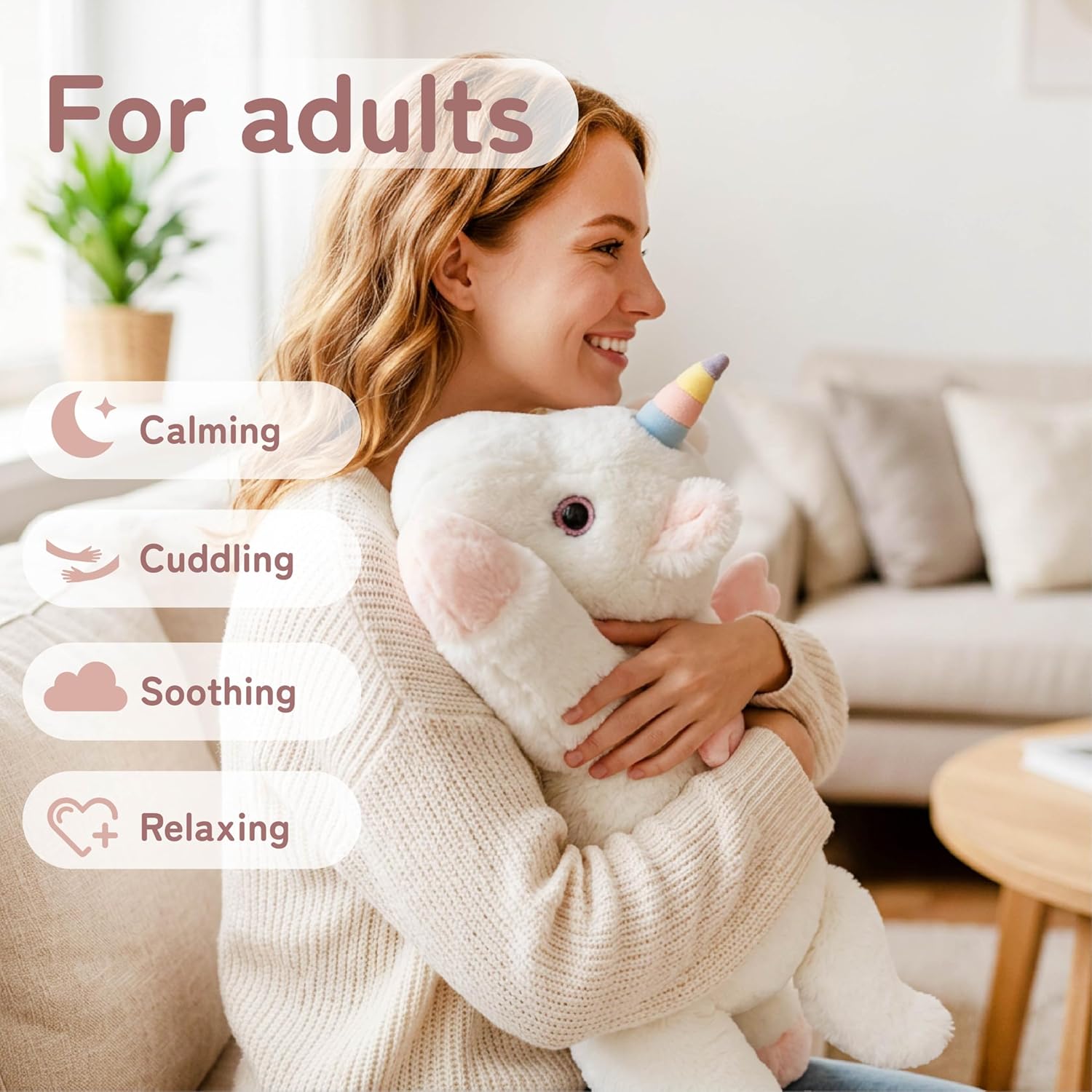 Niuniu Daddy 20" 3.3 lb Weighted Unicorn Stuffed Animal for Adults Kids, Giant Large Plush Toy, Soft Body Pillow for Sleeping, Huggable Gift for Everyday Comfort
