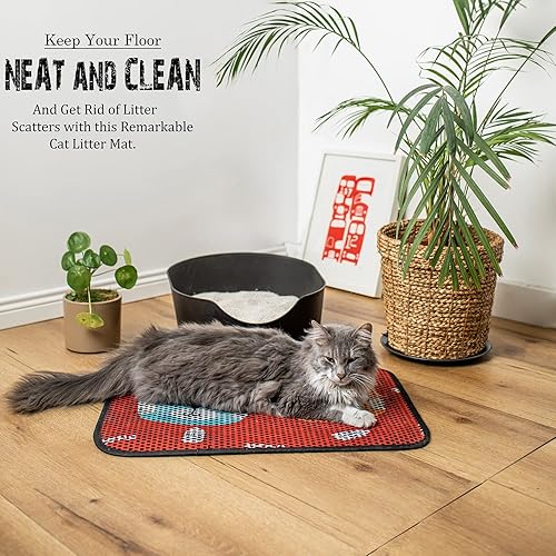 Miniatura 7 de FOREVERPETSUPPLIES Tapete de arena para gatos de 24 x 16 pulgadas, tapete grande para caja de arena, tapete de doble capa, a prueba de agua y orina,