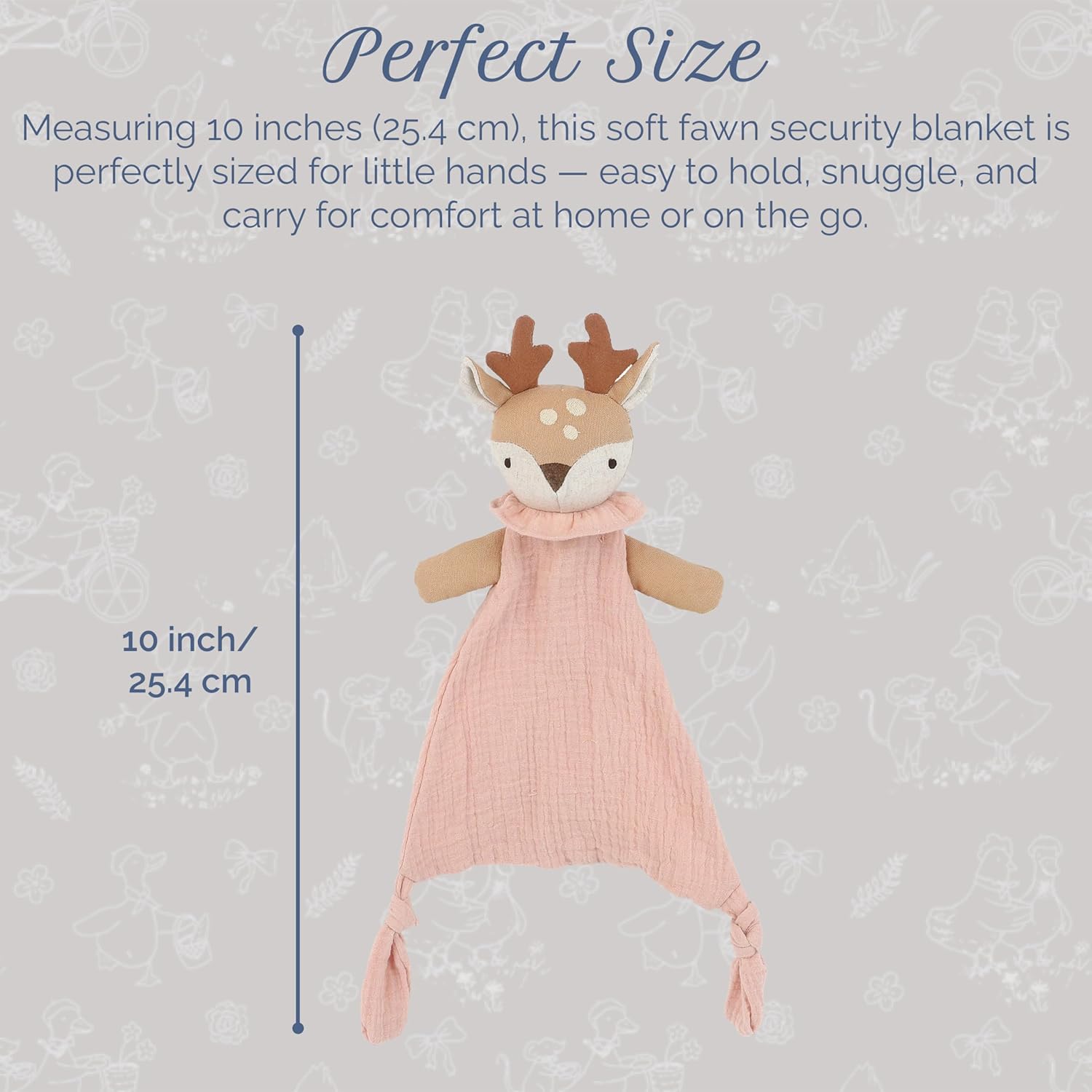 MON AMI Fawn Security Blankie for Babies | 10-Inch Cotton Lovey Blanket | Knotted Plush Animal Security Blanket | Perfect Newborn Essential for Birthdays & Baby Showers - Image 3