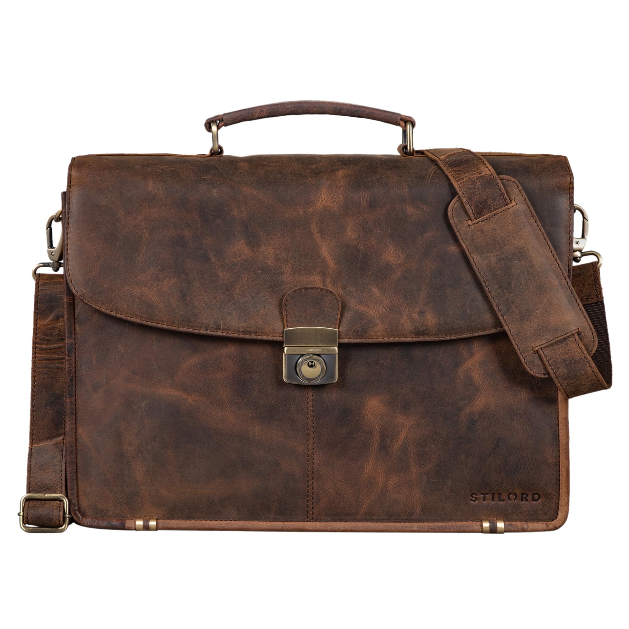 STILORD Miguel Porte-Documents Classique Cuir Noir Homme Serviette de Travail Sac d'affaires Business Bureau Sac pour Portable 15,6 Pouces Couleur:Antracite