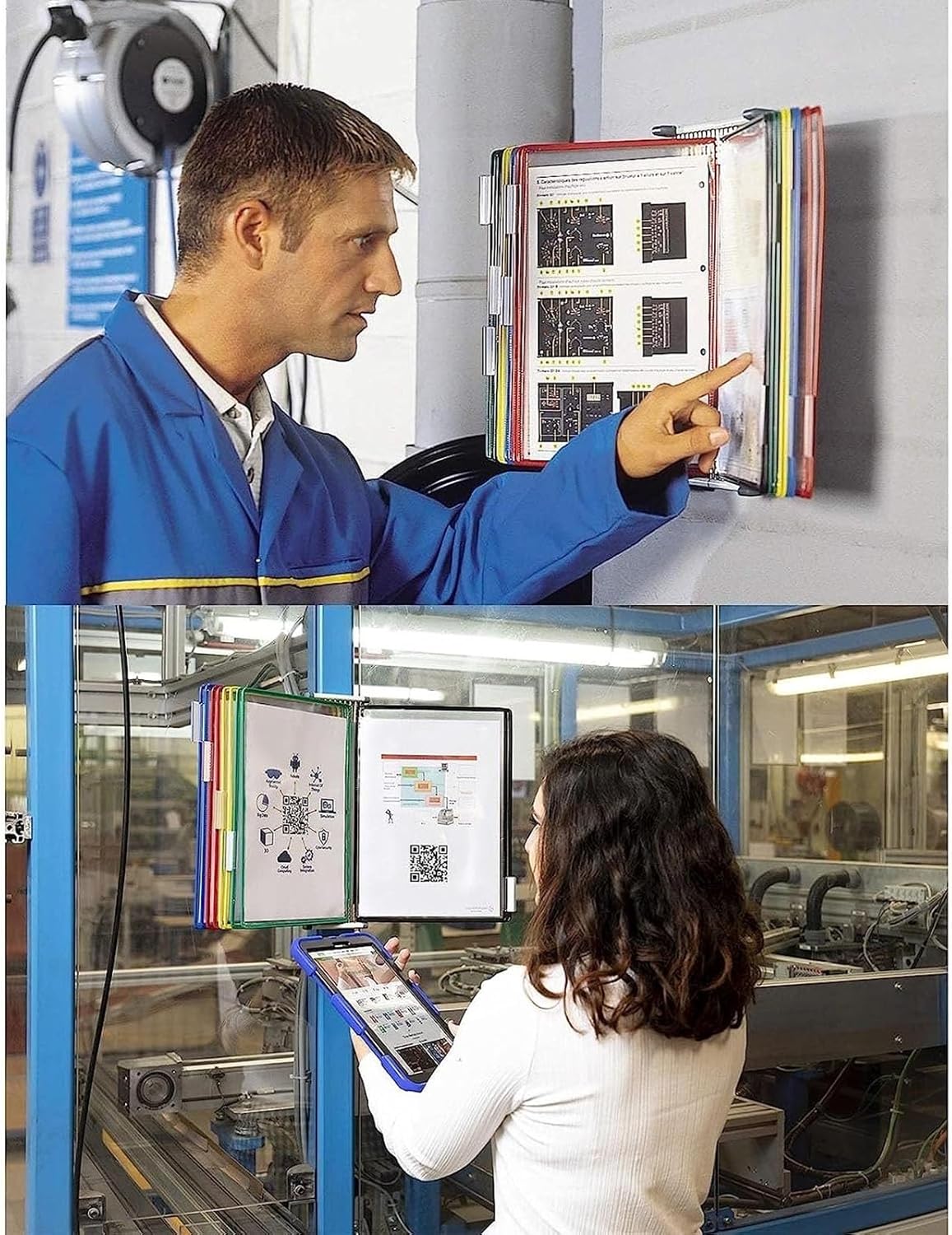 Wall Mount Reference System - Metal and PVC Desk Reference Organizer, 10 Double-Sided Pockets, Letter-Size, Find Reference Display Document Holder, for Office Display and Storage A4 Documents