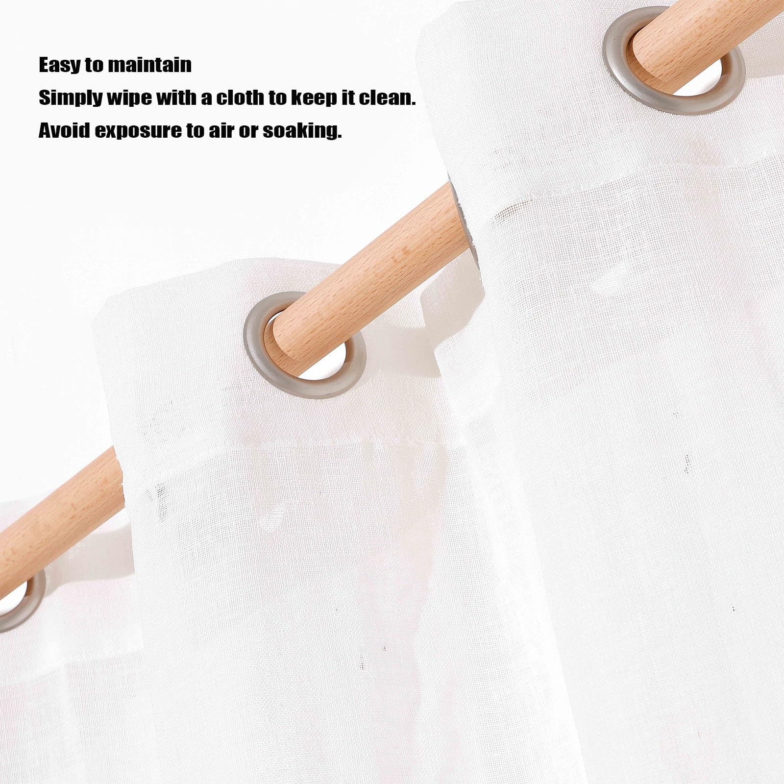 Tringle à rideaux romaine en bois massif naturel de 29 mm de diamètre, résistante à l'humidité et sans odeur, 240 cm, tringle simple pour un traitement élégant de fenêtre