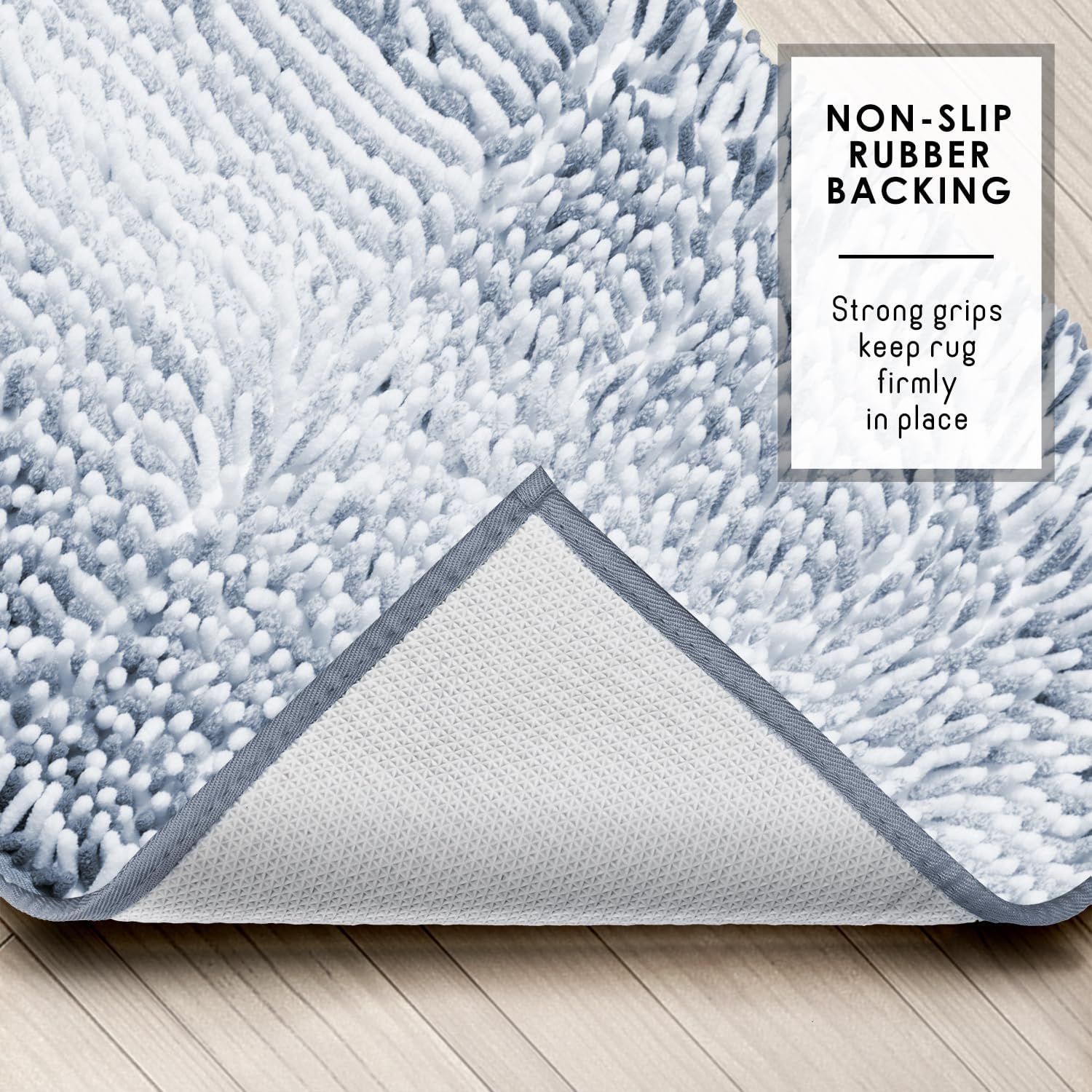 Hearth & Harbor Bathroom Rugs, Chenille Bath Mat - Machine Washable Bath Mats for Bathroom Non-Slip Backing Rubber, Quick Dry Bathroom Mat, 26 x 44 - Ombre Blue