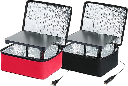 HOTLOGIC Mini Portable Electric Lunch Box Food Heater 2-Pack - Innovative Food Warmer and Heated Lunch Box for Adults Car/Home - Easily Cook, Reheat, and Keep Your Food Warm