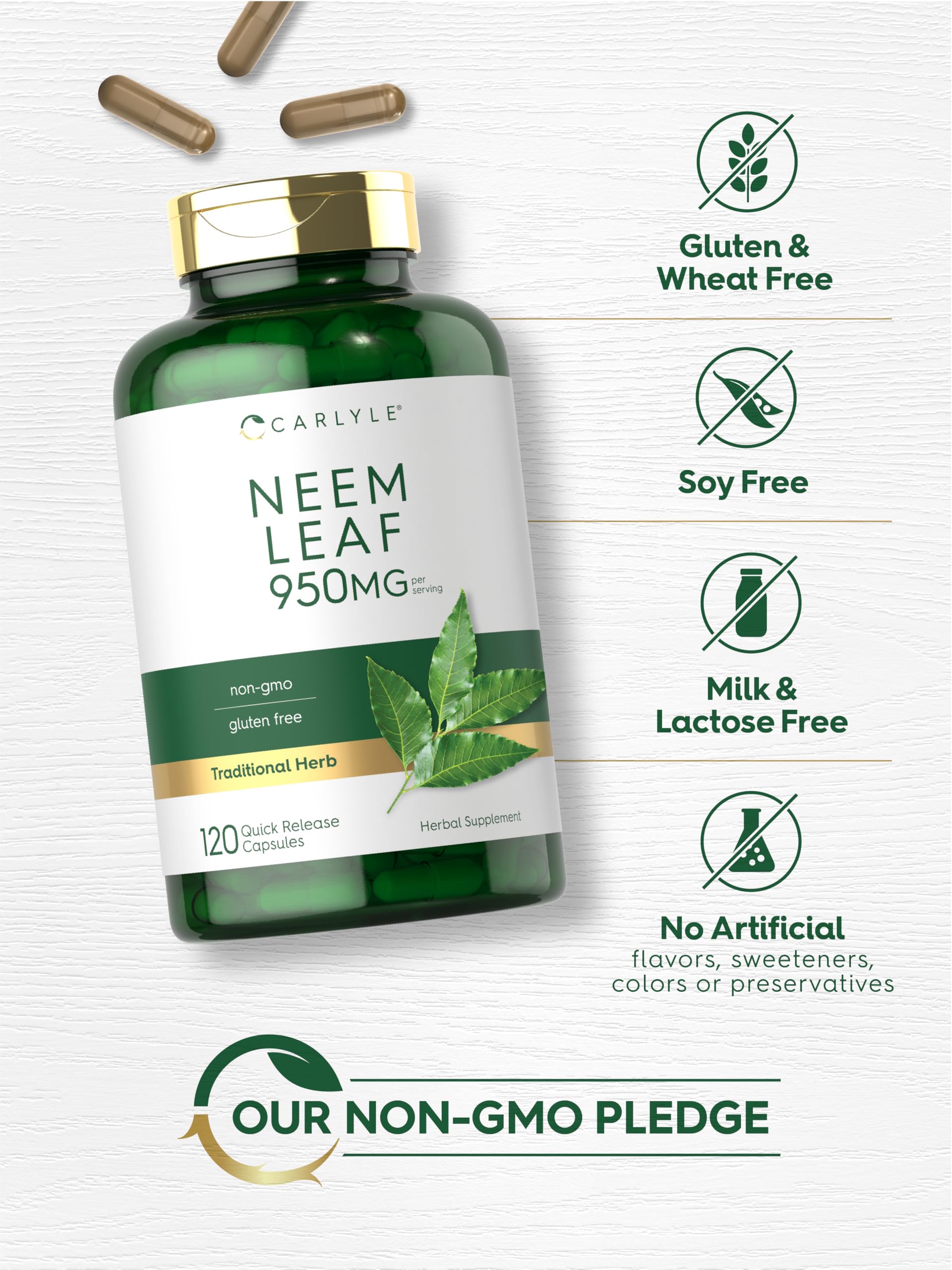 Carlyle Neem Leaf | 950mg | 120 Powder Capsules — Amazon image 5