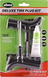 Slime 2040-A Deluxe Tire Repair Plug Kit - 11 Pieces with Strings, Tools & Glue for ATV, Lawn Mower Tires