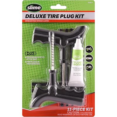 Slime 2040-A Tire Repair Plug Kit, Deluxe, Contains Strings, Tools and Glue, 11 Pieces