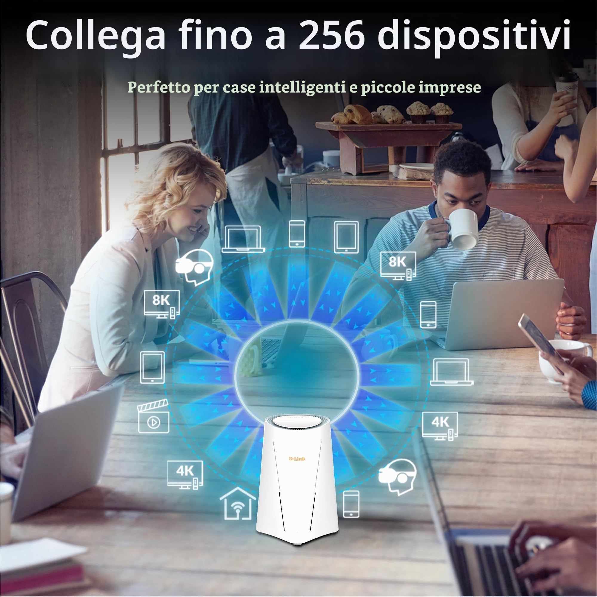 D-Link G572 Router 5G NR BE7200 Wi-Fi 7 – Ultra-veloce 5G 7,01 Gbps, Wi-Fi 7 7200 Mbps, Porta WAN 2.5G, Auto-WAN Failover, Supporto antenne TS-9, Configurazione semplice con app Falcon