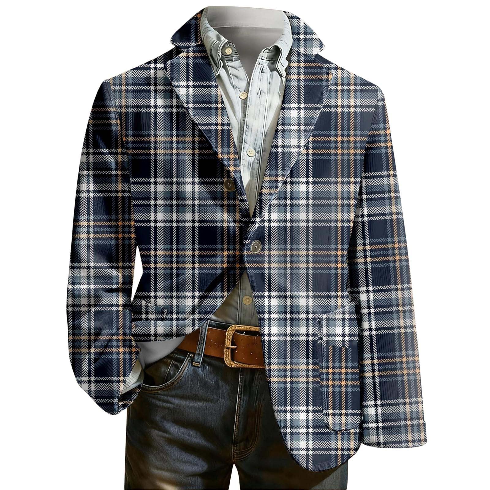 Americana Hombre Blazer Casual Corduroy Estilo Retro Chaqueta De Traje Estampada Corte Clásico Elegante Suave Versátil Para Otoño Invierno Diario