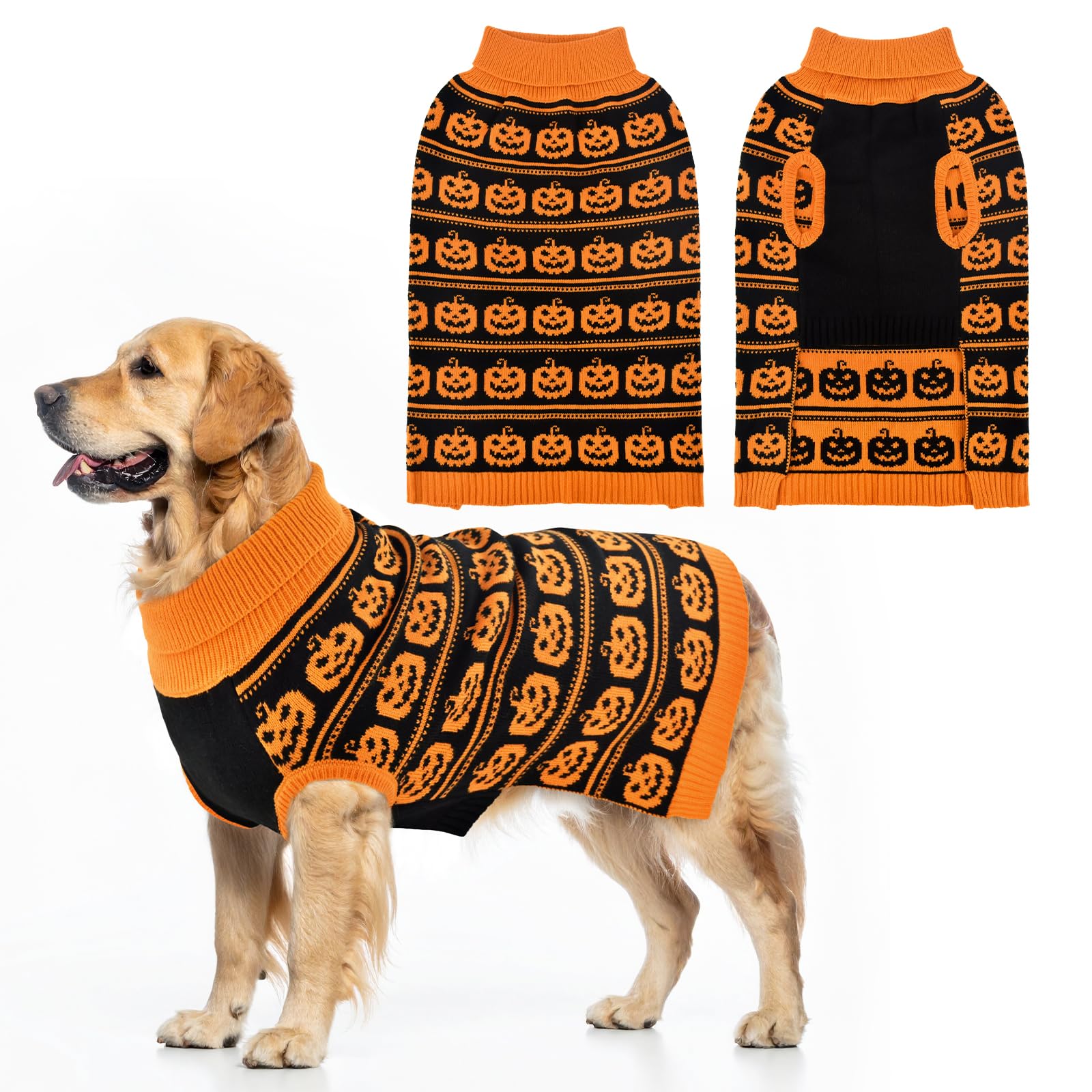 Pull d'Halloween pour chien et chat vêtement tricot citrouilles idée cadeau