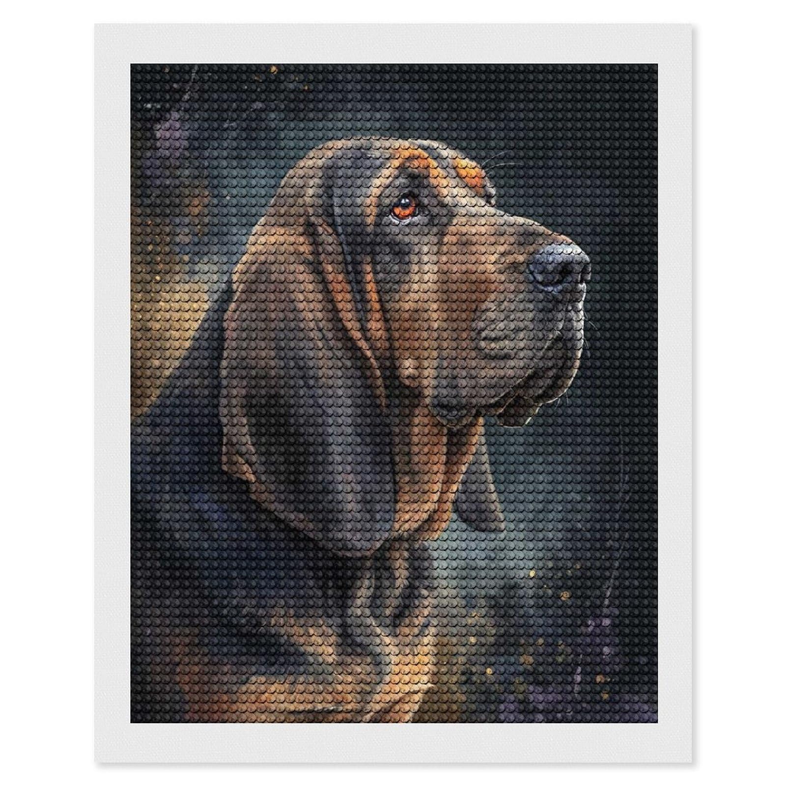 Junmoney Bloodhound Portrait Painting Diamond Painting Set 16"x20", Holiday Gift Idea, for Creative Relaxation, Fun Craft Experience, Vintage Style Decor
