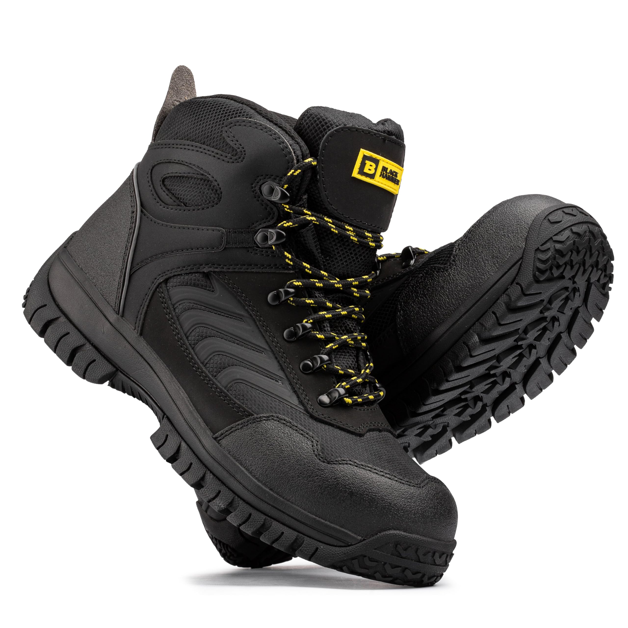 BLACK HAMMER Botas de Seguridad Hombre en Piel de Ante, Repelente al Agua, Puntera y Entresuela de Acero - Cómodas y Robustas, Zapatos de trabajo para Almacenes y Lugares de Trabajo Beast (43 EU)