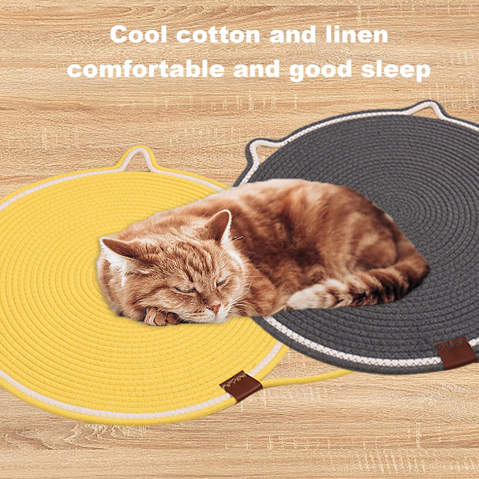 Cat Scratching Pad, Natural Cotton Rope Cat Scratch Mat, 16.9'' Round Wall & Floor Scratcher, Durable Furniture Protector for Couch, Carpet, Sofa, Eco-Friendly Cat Scratcher Pad?Gray