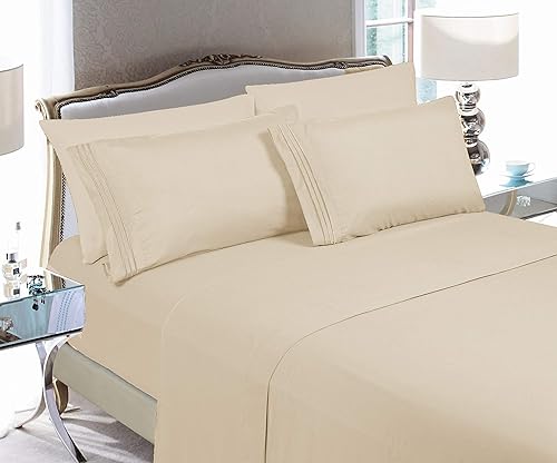 Vista 110 de Elegant Comfort - Juego de sábanas de 3 piezas de lujo de 1500 hilos, calidad egipcia, Microfibra, Blanco, Completo