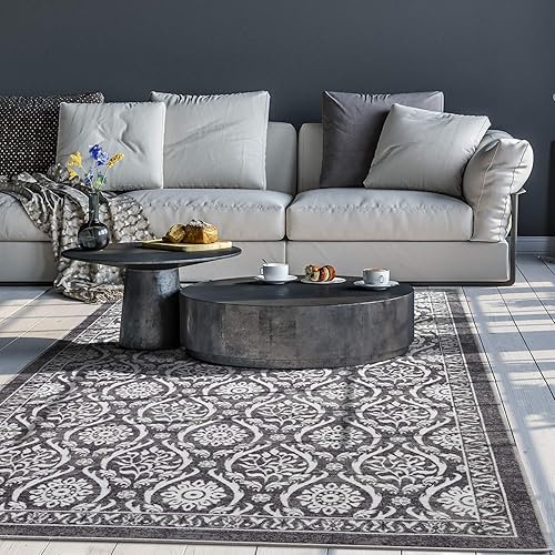 Miniatura 68 de Antep Rugs - Alfombras antideslizantes (antideslizante) 4 x 6 con parte trasera de goma floral geométrica de bajo perfil para interiores