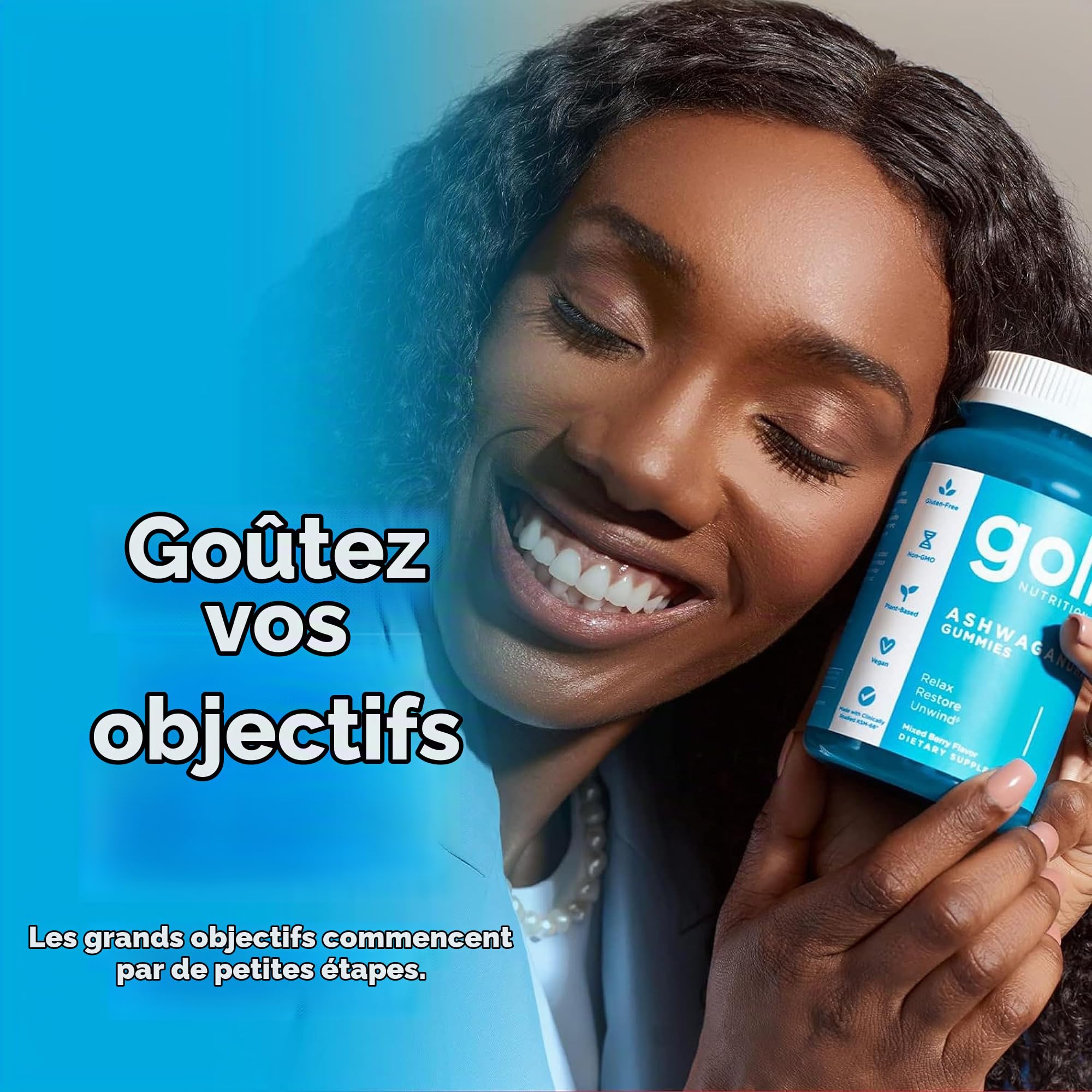 Goli Nutrition, Ashwagandha Gummies avec Vitamine D, 120 Gommes végétaliennes, Sans Gélatine, Sans Gluten, Végétarien, Sans Soja, Sans OGM