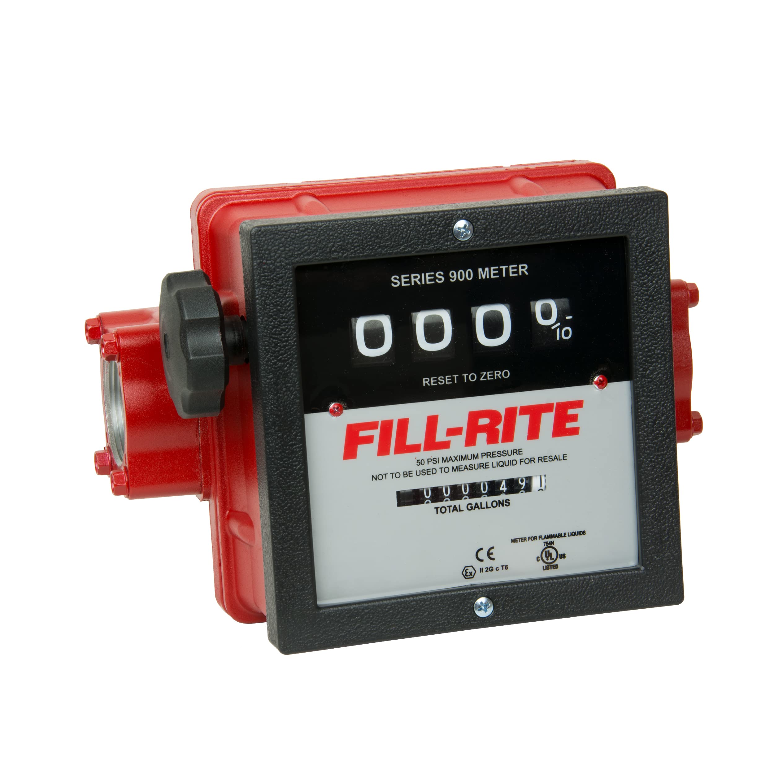 Fill-Rite 901C1.5 1-1/2" 6-40 GPM 4-Digit Mechanical Meter, Aluminum, Fuel Transfer Gallon Meter