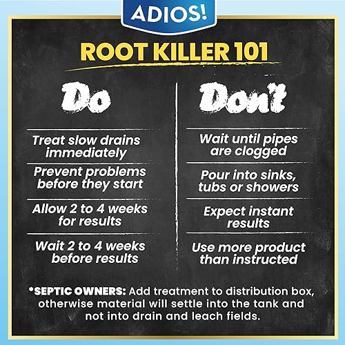 Miniatura 6 de Adios! Alcantarillado y mata raíces sépticas para árboles y arbustos, fórmula de sulfato de cobre protege las tuberías de alcantarillado, drenajes y