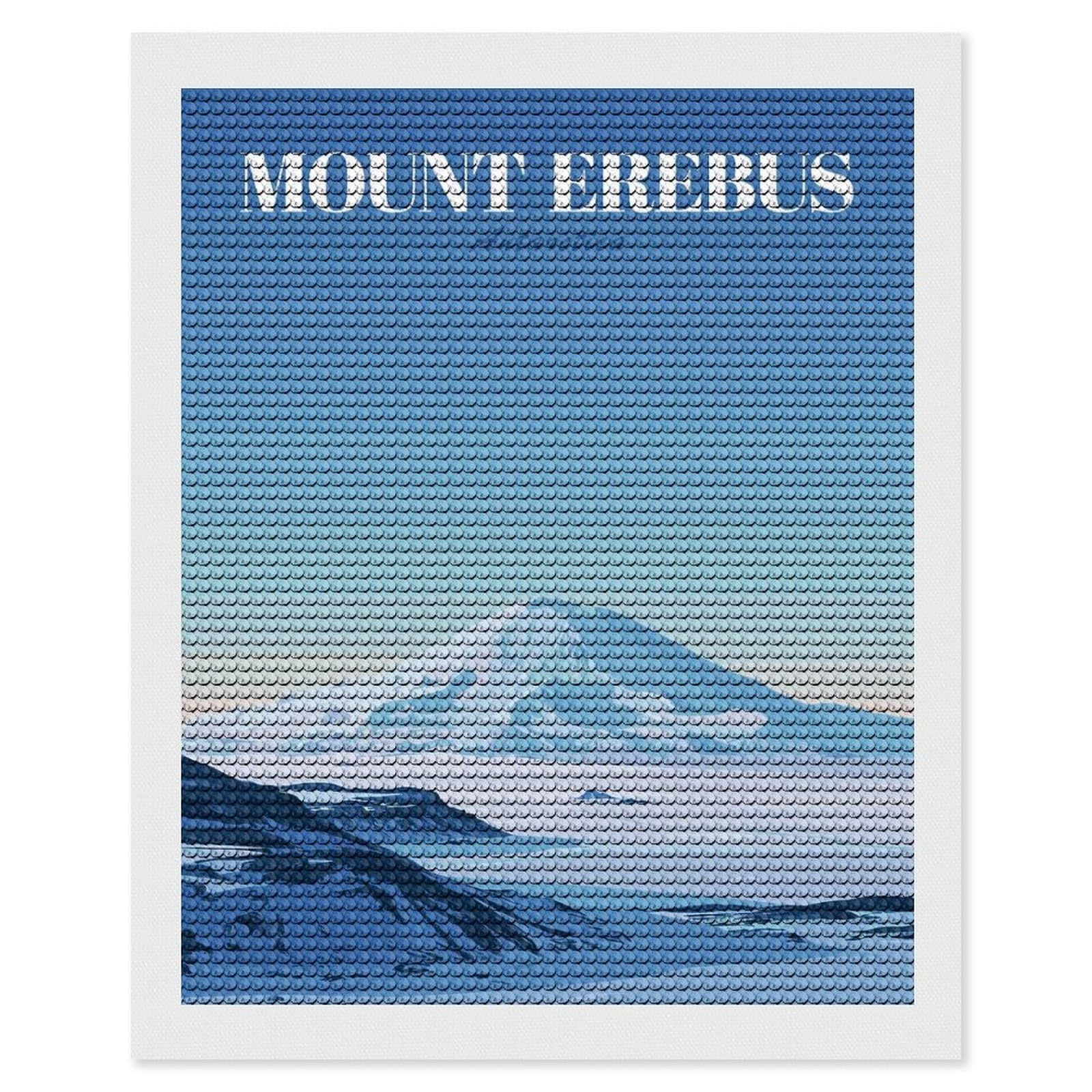 Junmoney Mount Erebus Antarctica Diamond Painting Canvas Kit 16"x20", Leisure Activity, Aesthetic Room Decor, with Tool Kit, DIY, Gift
