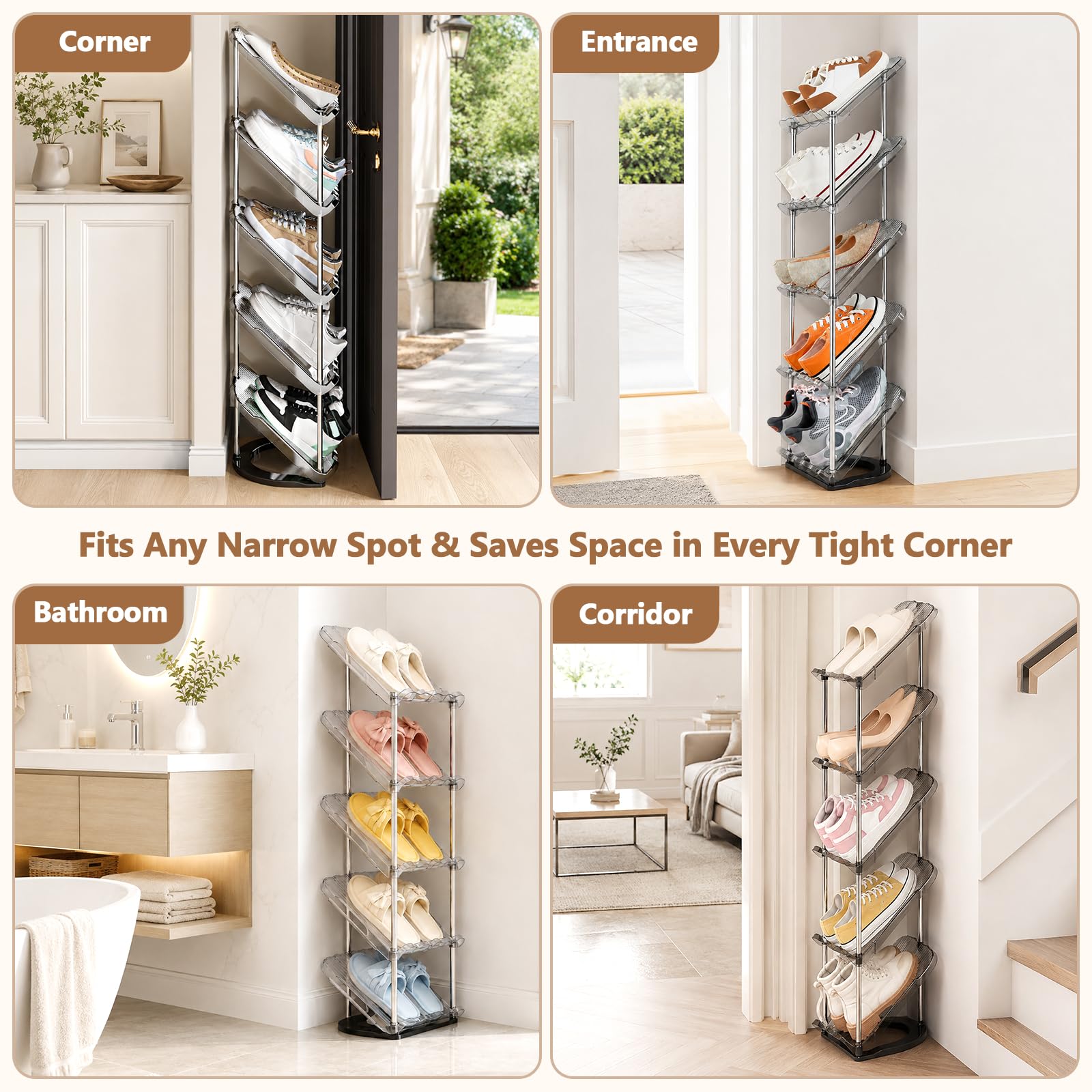 Patinao 2 Stück Schuhregal Schmal mit 5 Ebenen, Platzsparend Schräg Schuhablage, Schuhschrank Schuhaufbewahrung Shoe Rack Schuhbank Schuhe Schrank Schuh Regal Organizer Schuhständer Schuhorganizer