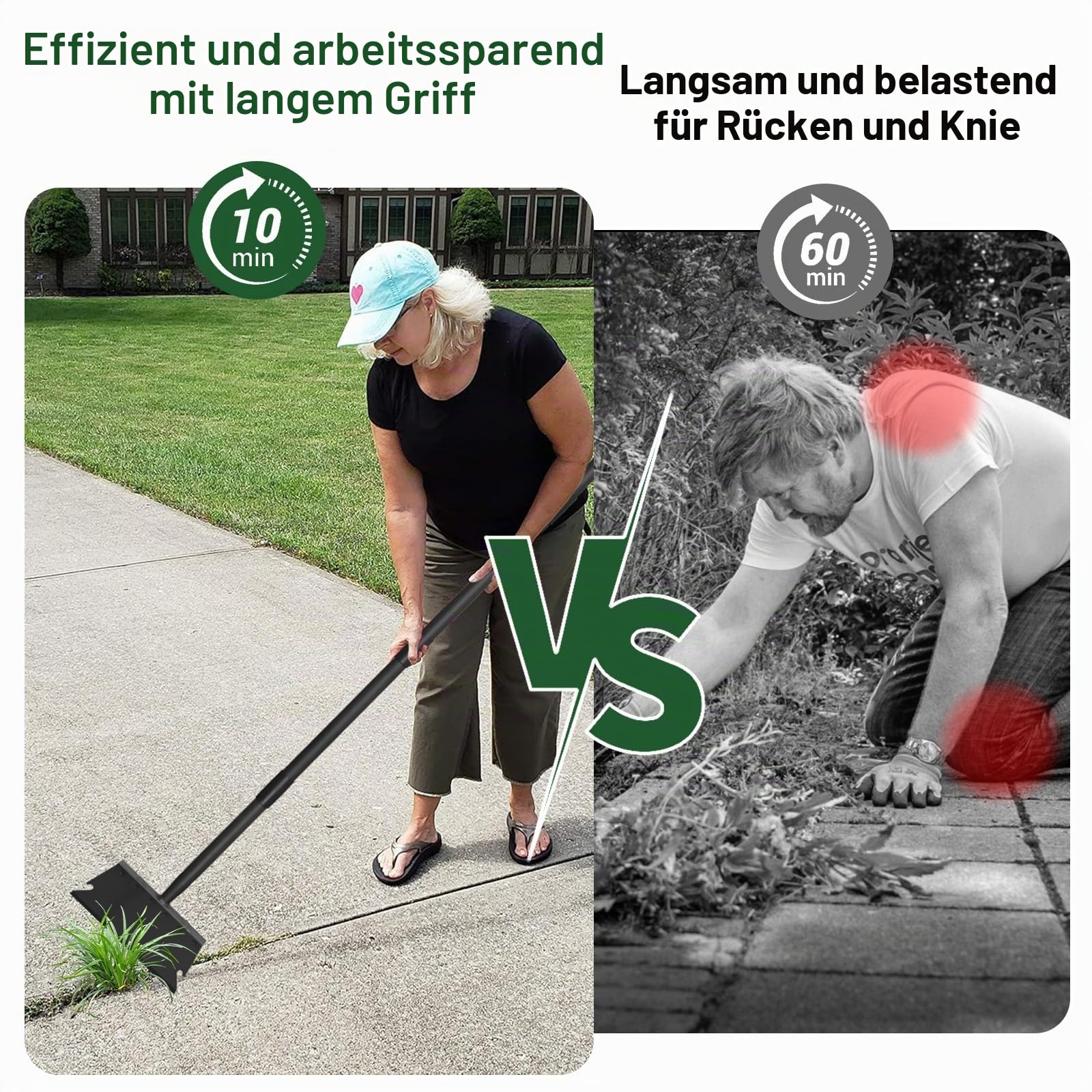 Multifunktionale Gartenreinigungsschaufel, Bodenschaber mit 148cm langem Griff, Gartenschaufel, Unkrautbekämpfungswerkzeug,Flacher Spaten für Rasenkanten,Kratzen,Unkrautbekämpfung und Laubentfernung