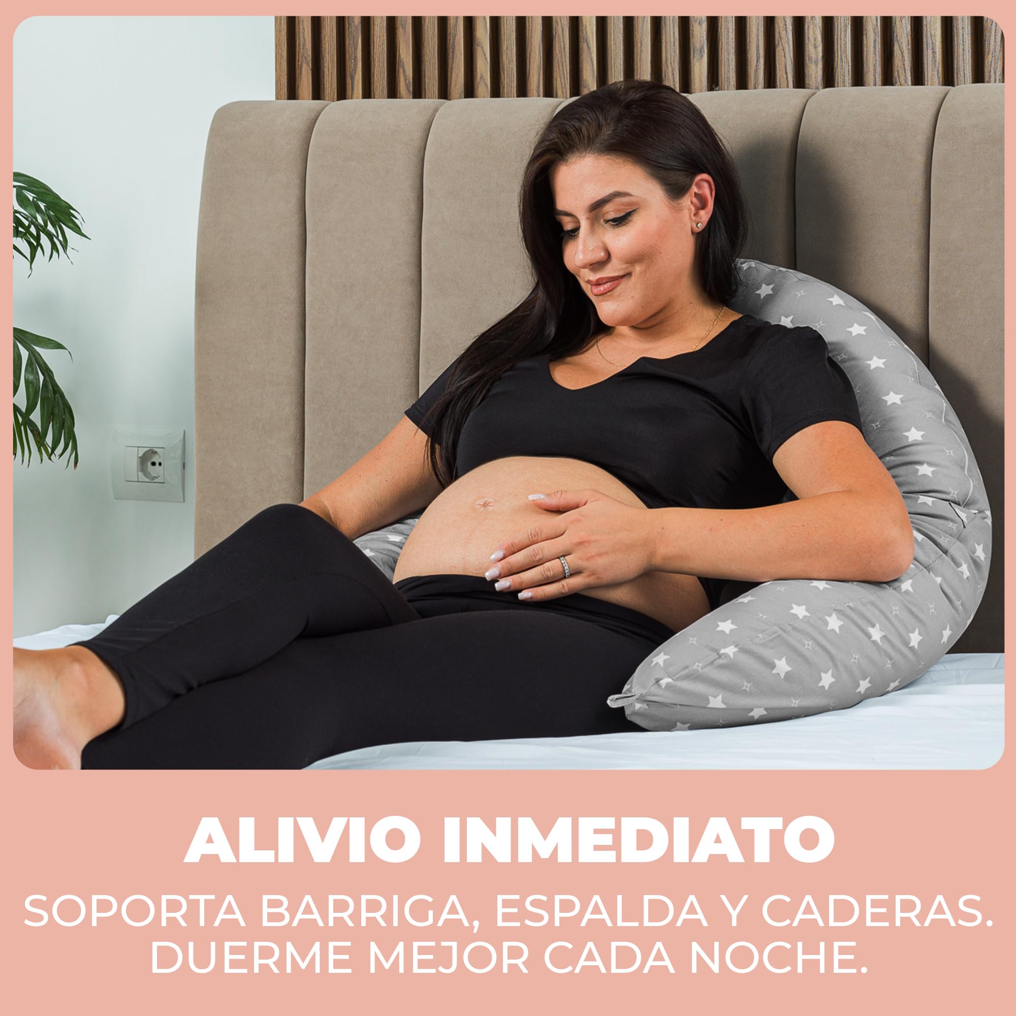 Almohada Embarazada y Cojin Lactancia Bebe para Dormir XXL Idea Regalo para Nuevas Mamás con Funda de 100% Algodón Almohada Multifuncional para Apoyo Espalda y Relleno Suave Accesorio de Maternidad
