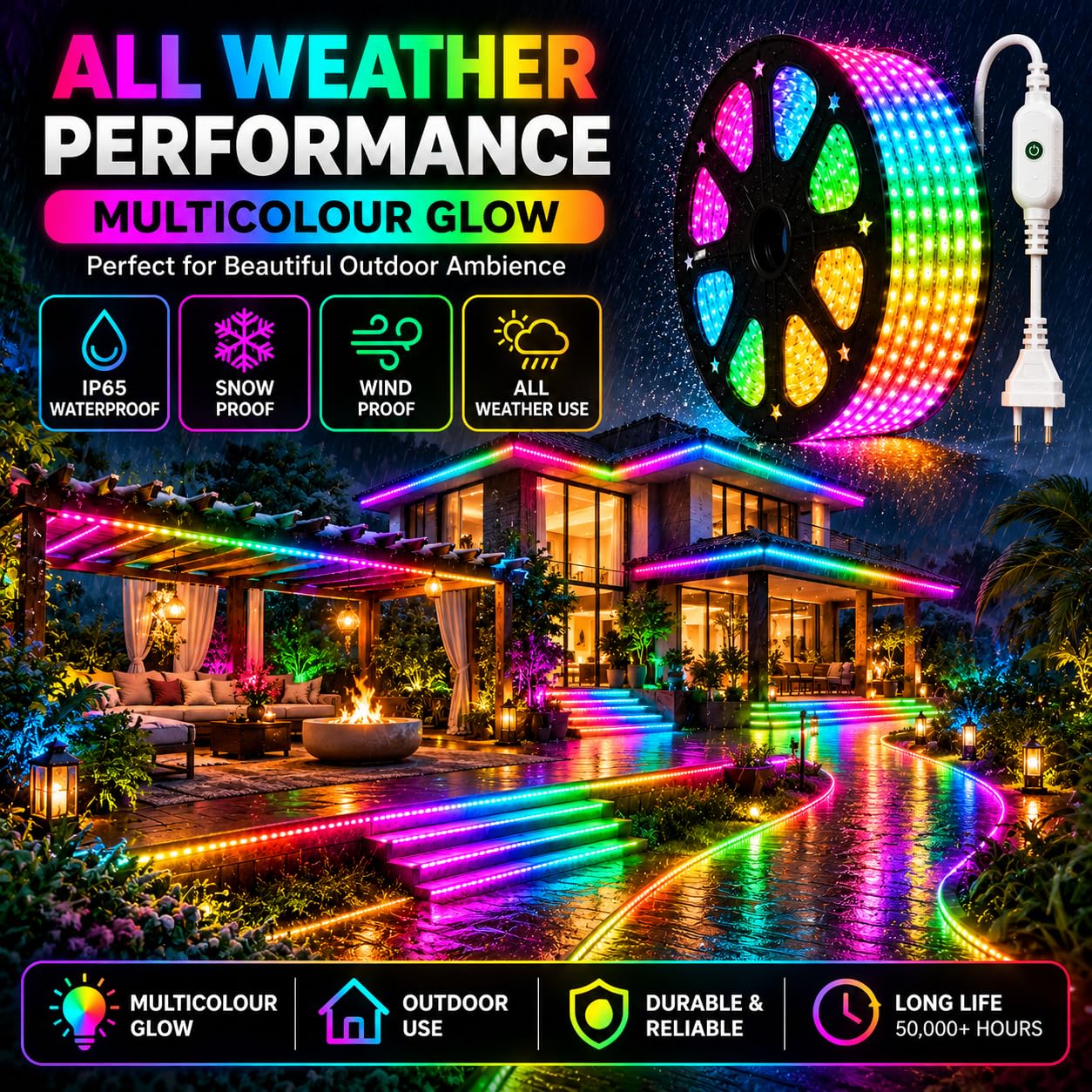 Gesto RGB LED Strip Lights - 15m Multicolor, 8 Modes -5