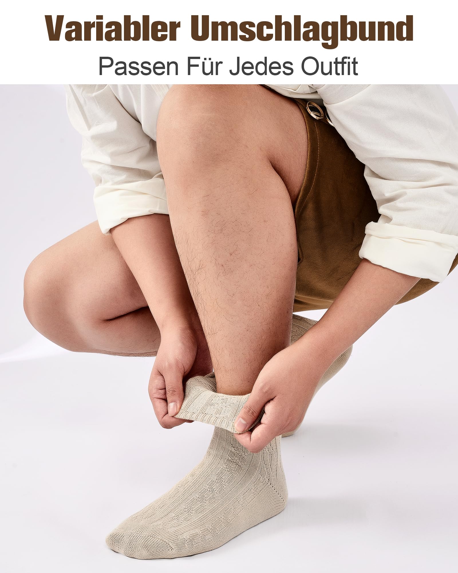 Effeet 1 Paar Kurze Trachtensocken für Herren und Damen mit Edelweiß-Pin, perfekte Trachtenstrümpfe für das Oktoberfest - 5