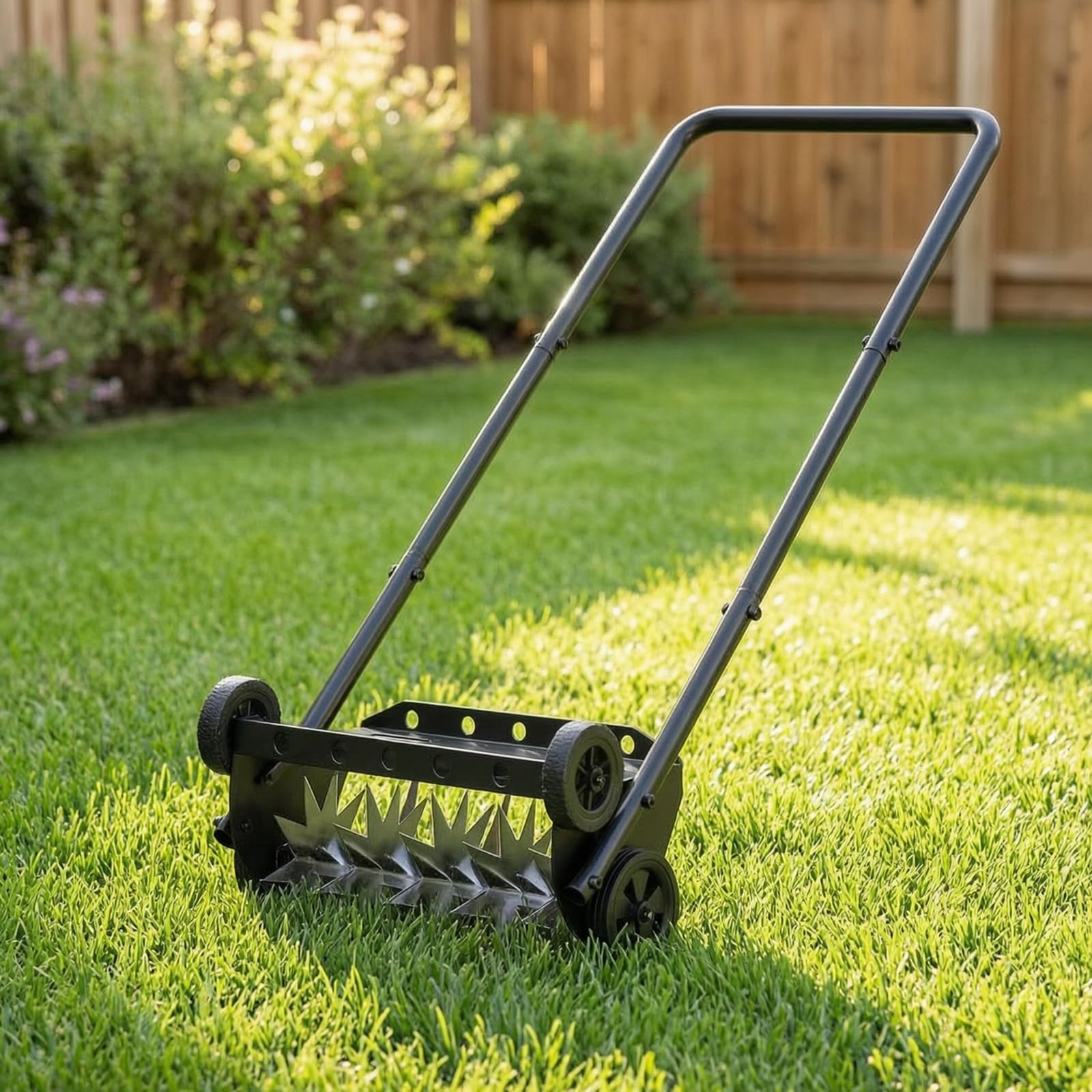 Colcolo Aeratore Prato Manuale Aeratore Terreno Sarchiatore Rullo Chiodato Dissodatore Struttura in Metallo con Cilindro Rotante E Denti Adatto per Giardini