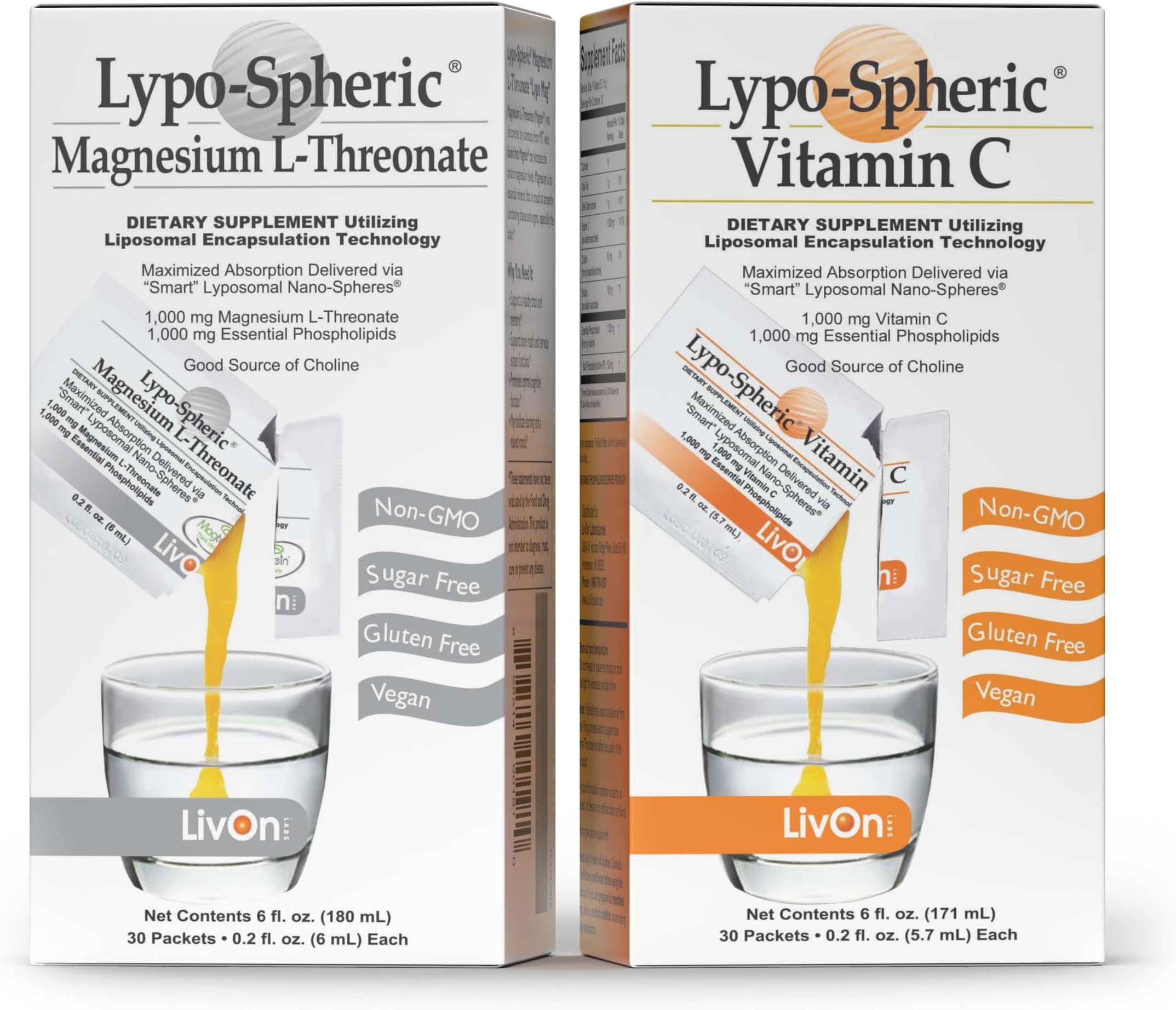 LivOn Liposomal Vitamin C and LypoSpheric Magnesium L
