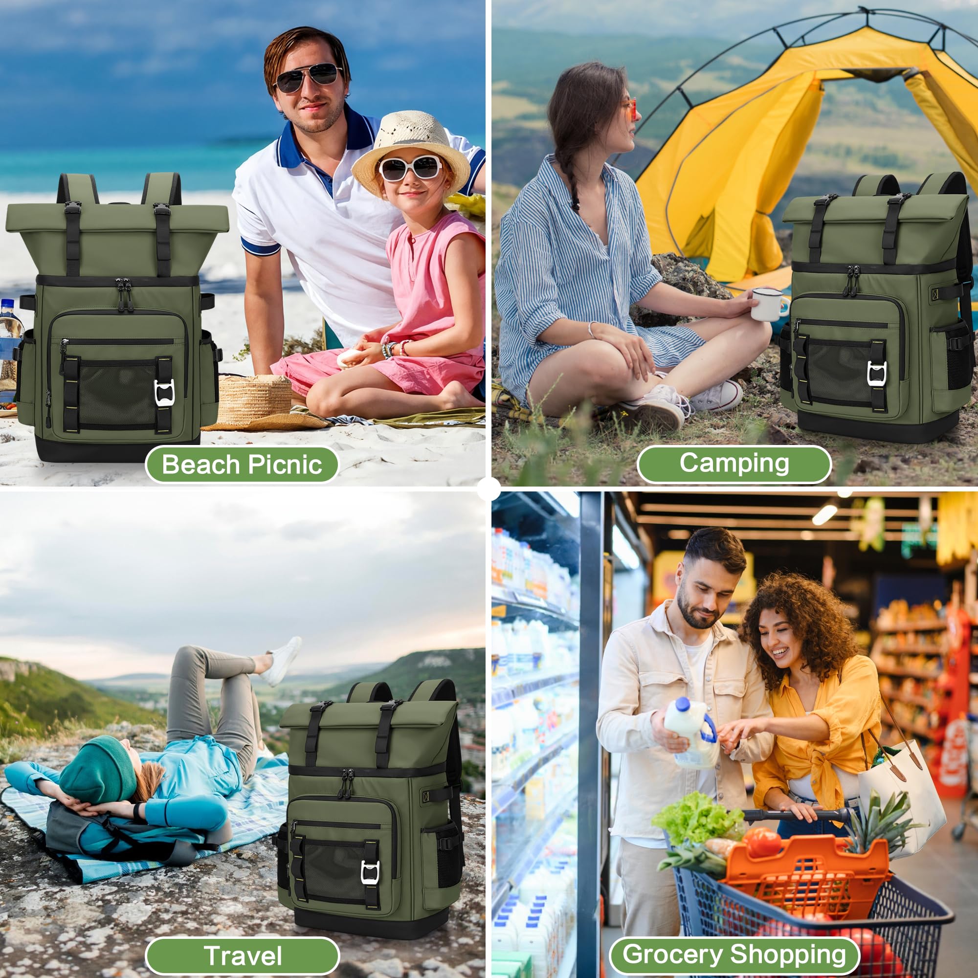 Mochila Nevera Isotermica a Prueba de Fugas, Expandible Impermeable Mochila Termica Grande Thremal Bolsa Picnic para Hombre y Mujer