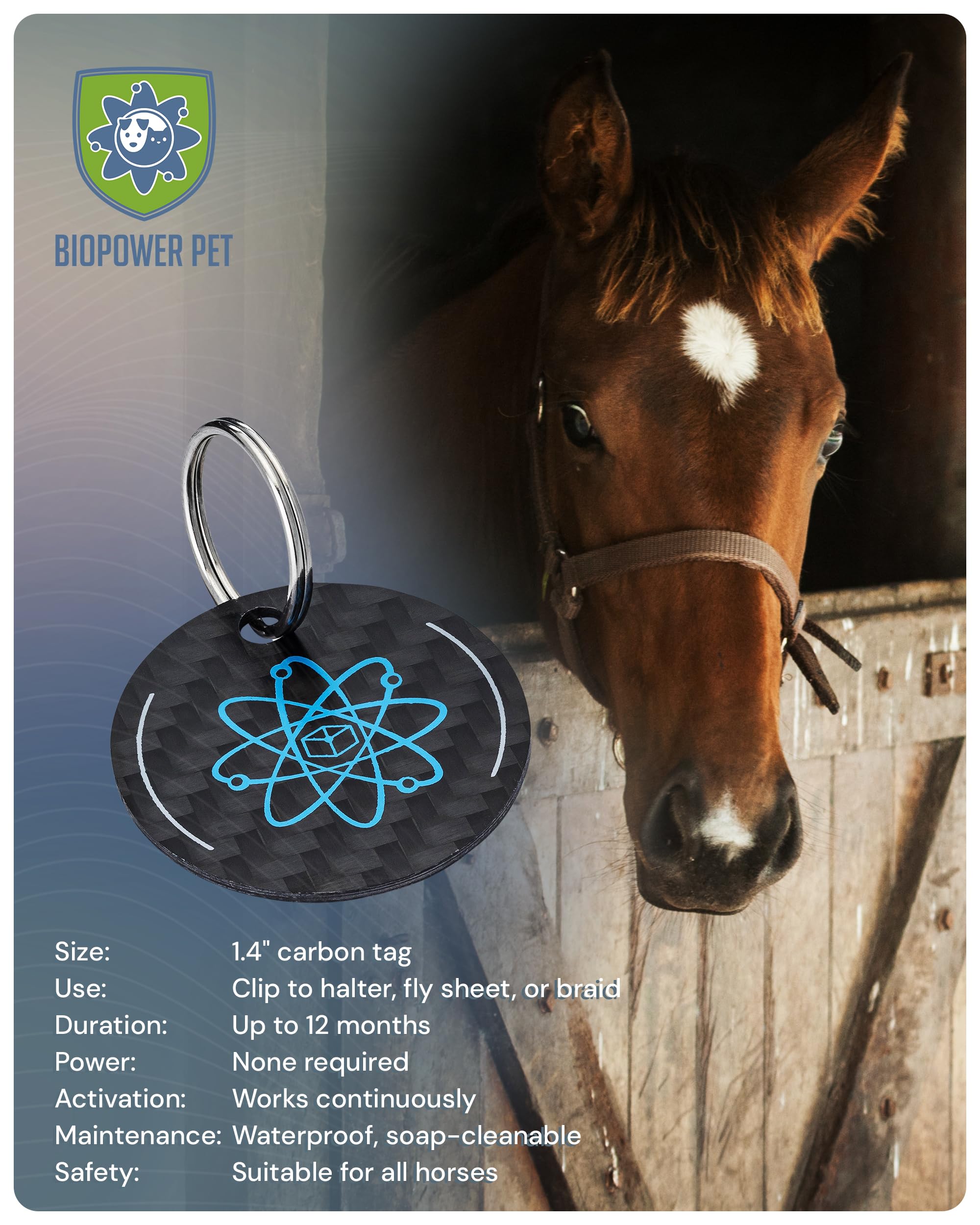 BioPower Natural Fly & Tick Repellent for Horses - Horse Shield Tag with 1-Year Bioresonance Protection – Chemical-Free, Waterproof Carbon Tag That Clips to Halter – Non-Toxic Pest Defense - image 7