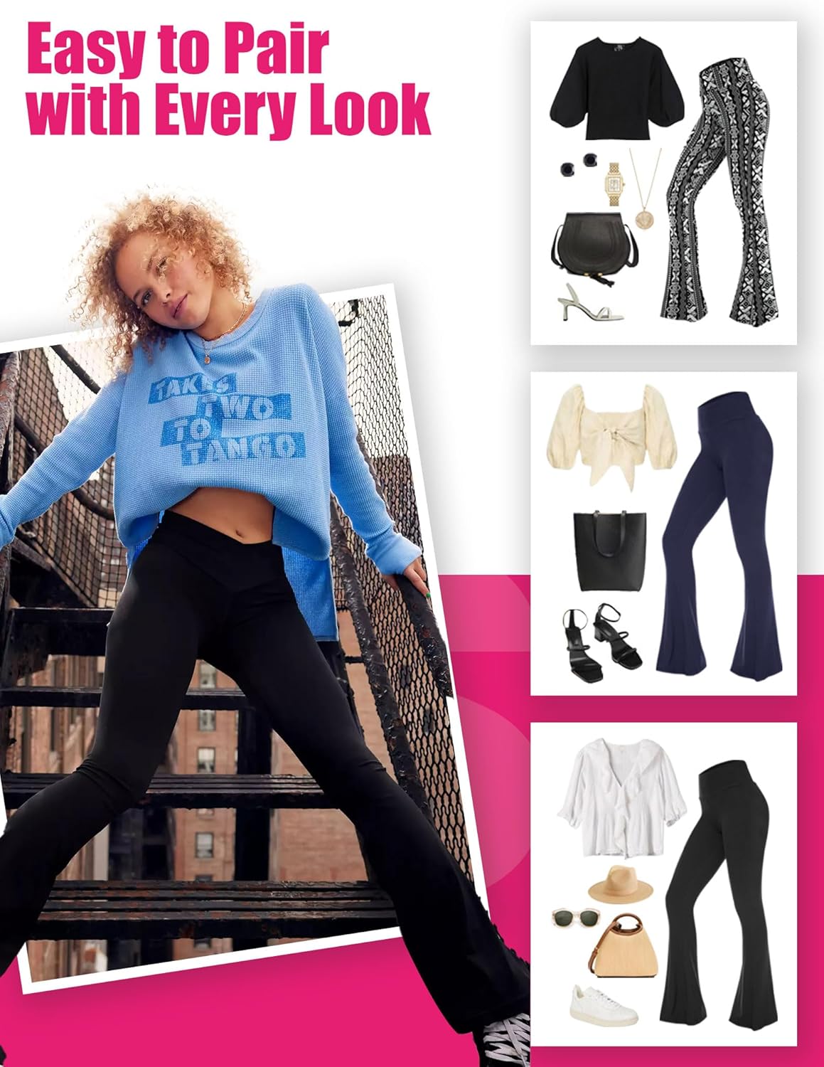 Showitty 2 Pack Flare Leggings for Women with Pockets, Crossover High-Waisted Tummy Control Yoga Pants - Image 5