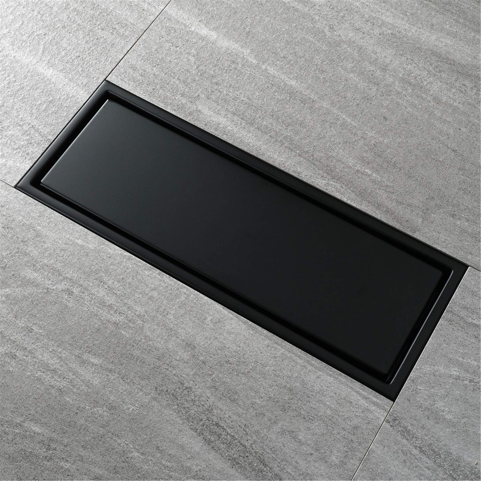 Desagüe de Ducha Lineal Acero Inoxidable 304 | Multicolor 11.8x4.3 pulgadas for drenaje de piso de baño(Black)