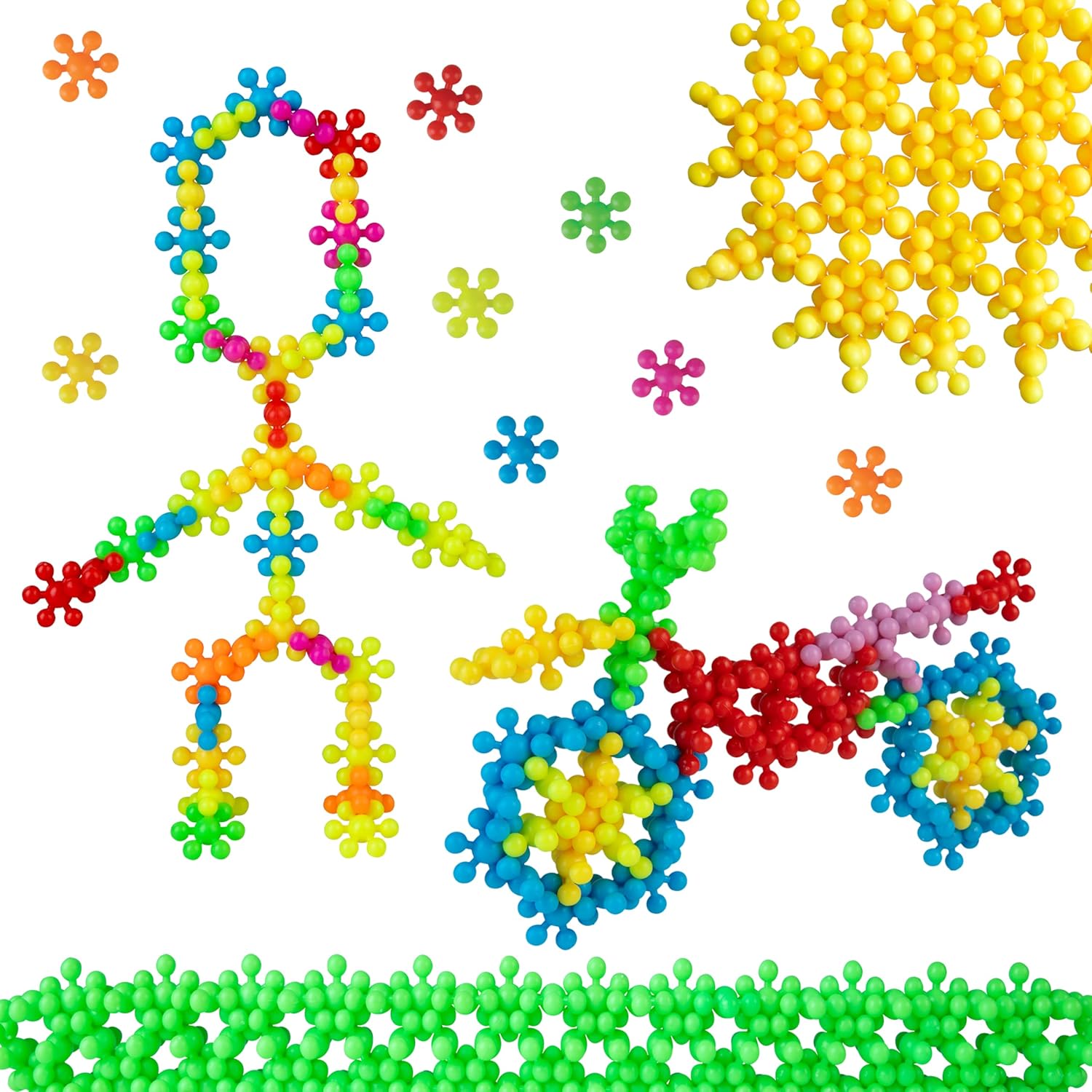 ORB Flower Snaps Interlocking Connecting Toys - 200 Piece Interlocking Building Block STEM Toy for Kids - Flower Shaped Clip Together Building Discs - Fun, Creative Activity Toy for Boys and Girls