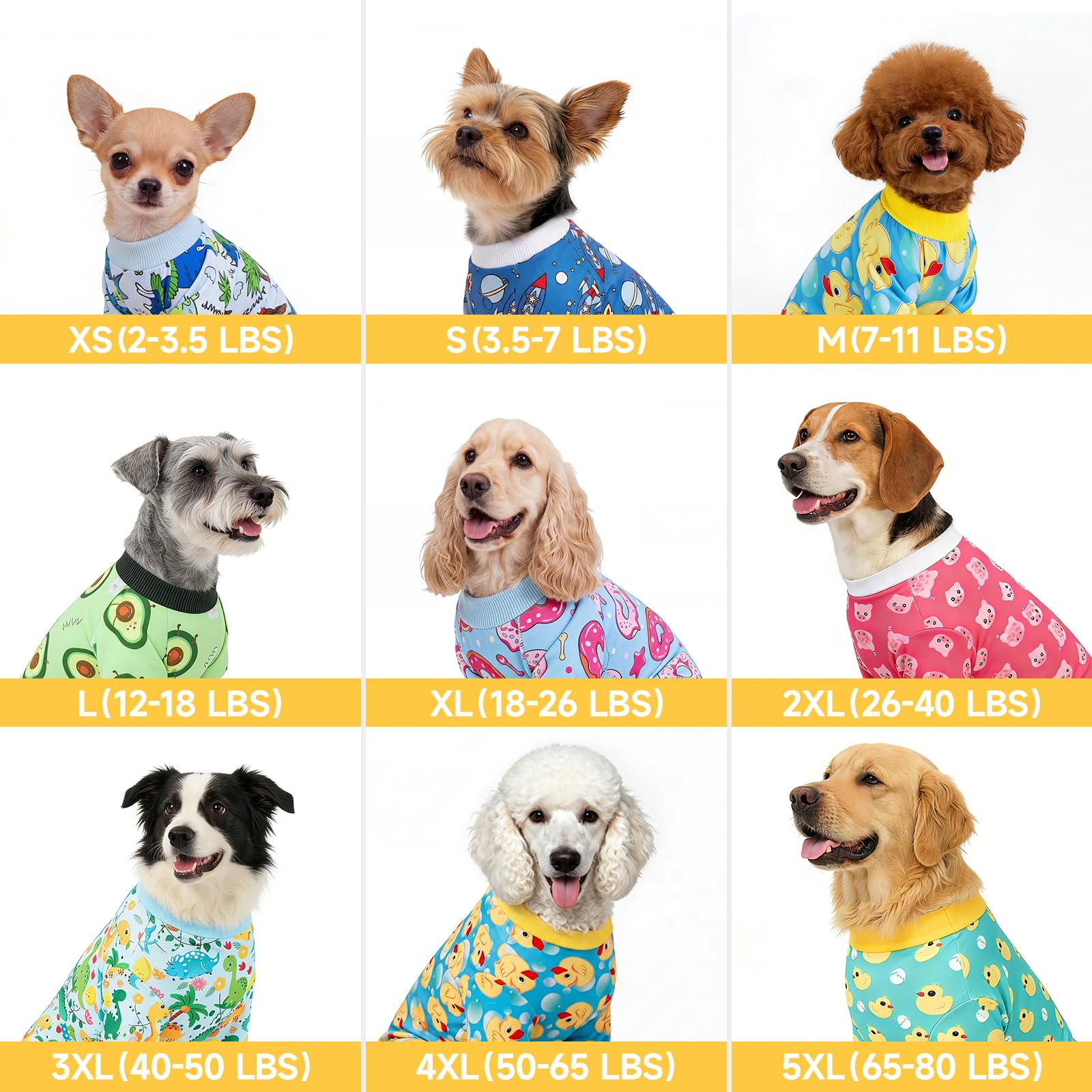 XPUDAC Pijamas de perro de 4 piezas para perros pequeños, ropa de cachorro, trajes para perrito, camisas de Navidad, pijamas para mascotas, gatos, pijamas, XL