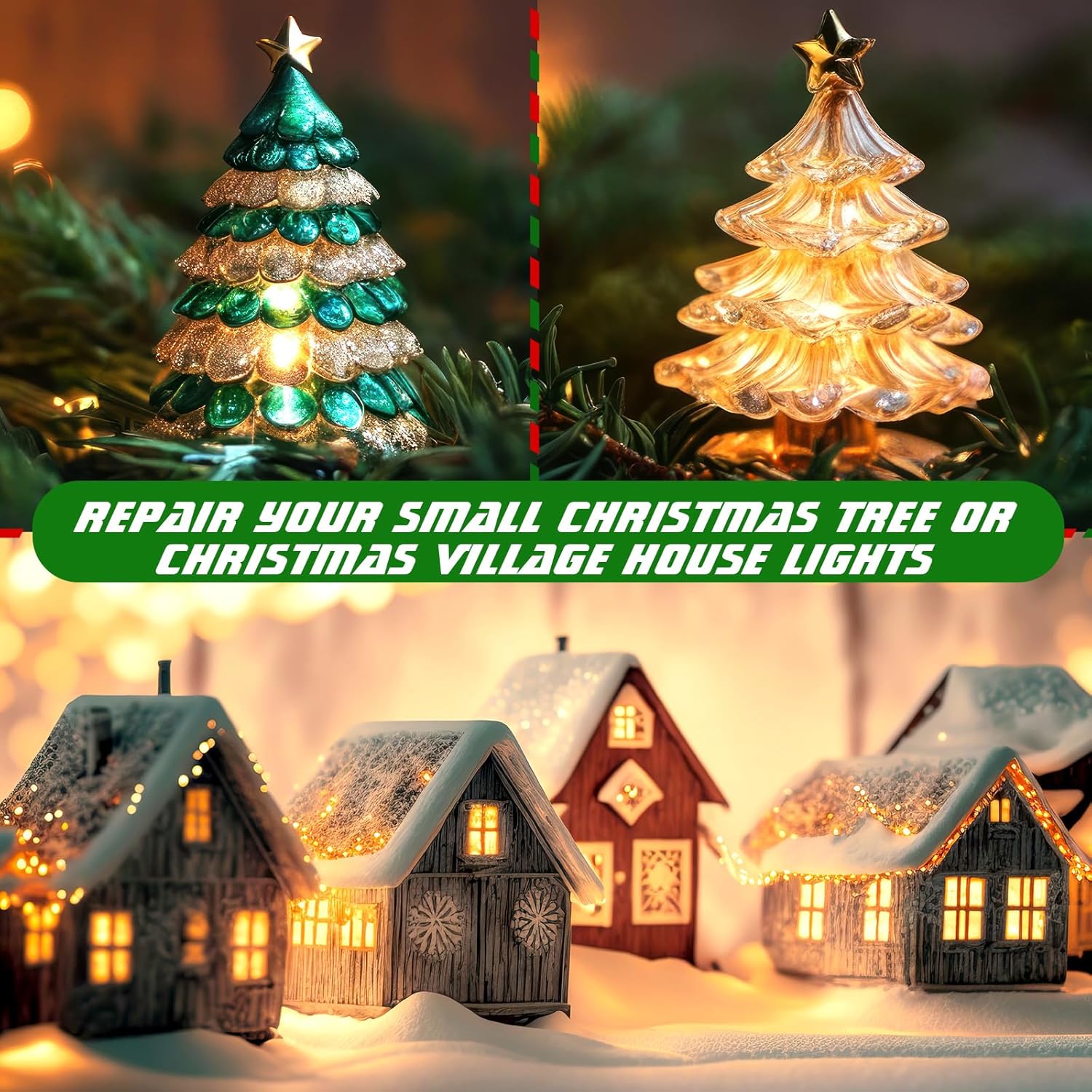 Honoson Small Christmas Ceramic Tree Light Kit with LED Bulb, Ceramic Christmas Tree Replacement Lights, E12 Candelabra Base, Lamp Wiring Kit Nice for Desk Lamp Lighting and DIY Projects(3 Pack)