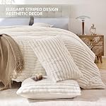 YIKUSH Fluffy Queen Comforter Set 3 Pieces - Cream White Fleece Fluffy Comforter Queen Set, Luxury Fuzzy Queen Bed Set, Soft & Warm Bed Comforter Queen with 2 Pillow Cases