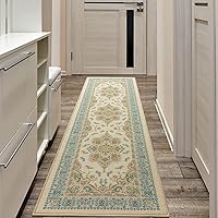 Vista 3 de Antep Rugs Alfombras Oriental - Alfombras tradicionales de 2 x 7 pies (antideslizante) de bajo perfil con parte trasera de goma para interiores Azul