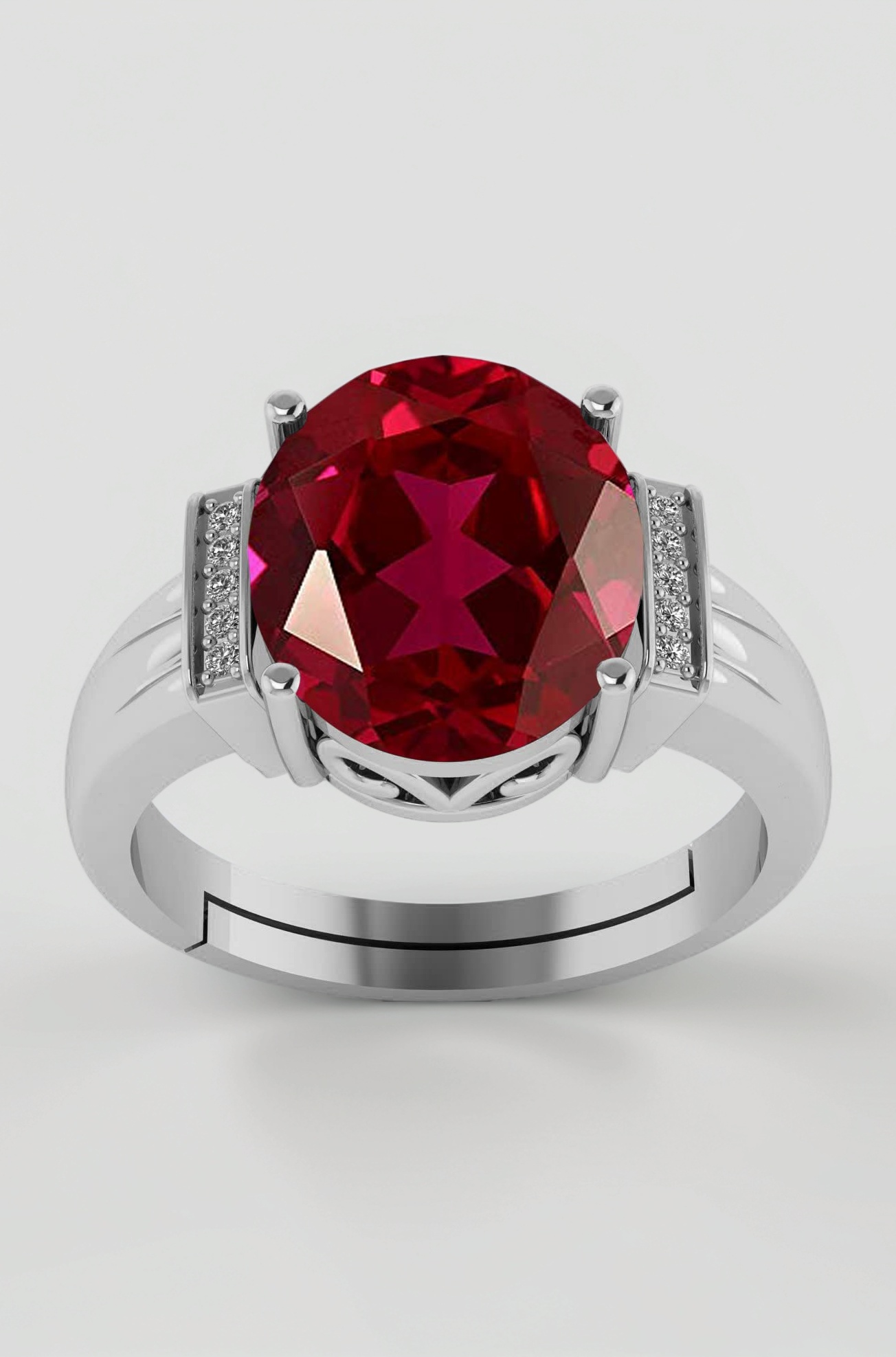 10.25 Ratti 9.50 Carat Certified And Natural Red Ruby Gemstone Silver Adjustable Ring For Men And Women