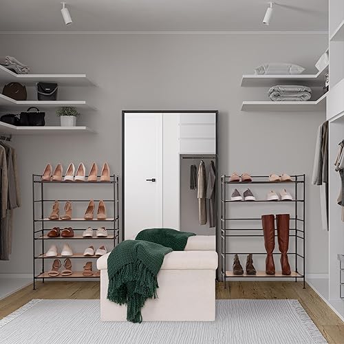 Miniatura 104 de Seville Classics Reposapiés otomano de tela acolchada, asiento acolchado para dormitorio, dormitorio, loft, sala de estar, entrada, pasillo, Azul